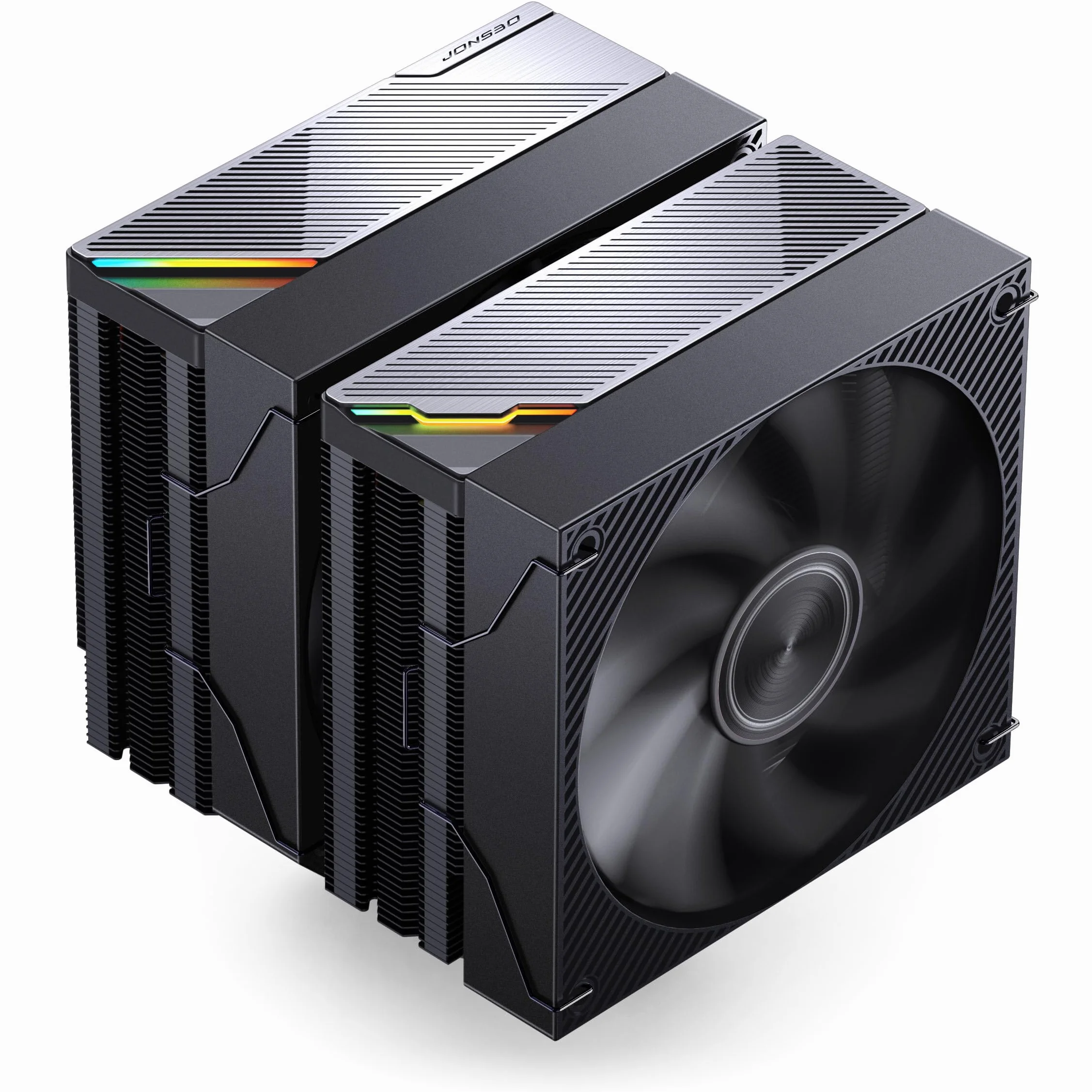 Jonsbo CA90 chłodnica procesora – czarna | Dual-Tower Cooler z wentylatorami PWM ARGB 120 mm i 130 mm, 6 rurami cieplnymi i Direct-Contact