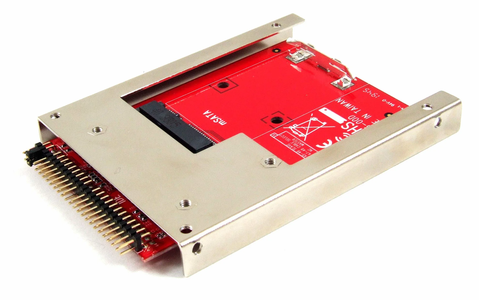 IIDE-MSAT mSATA SSD na 2,5-calowy konwerter adaptera IDE z aluminiowym wspornikiem ramy - Zatrzask i zatrzymaj mSATA SSD jako dysk SSD 9,5 mm 2,5 IDE