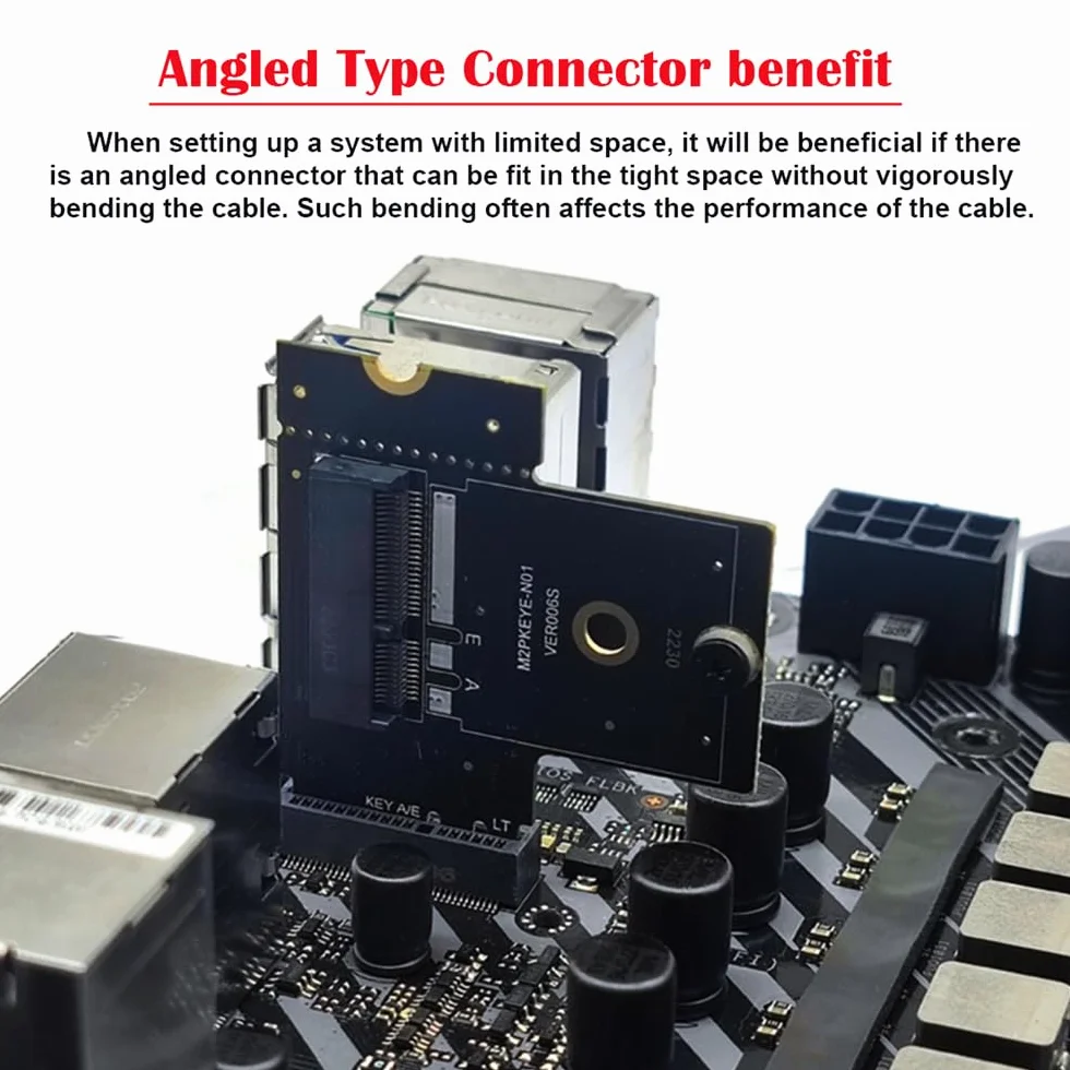 NGFF Key A+E PCI Express wtyczka na gniazdo, kątowy 90-stopniowy adapter niskiego profilu, adapter do kart przedłużających