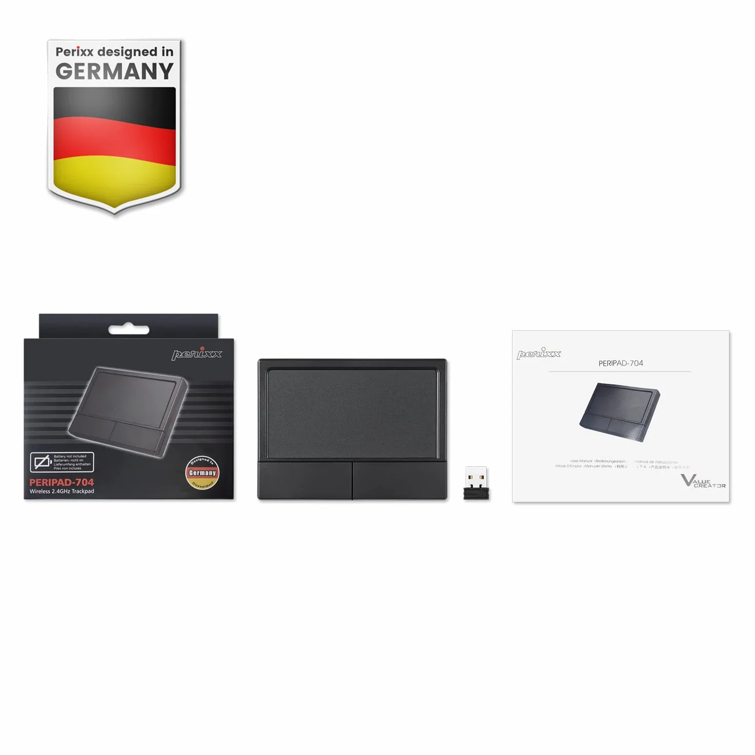 Perixx PERIPAD-504 przewodowy przenośny panel dotykowy (touchpad) USB; dla komputerów stacjonarny i laptopów, w kolorze czarnym; duży rozmiar
