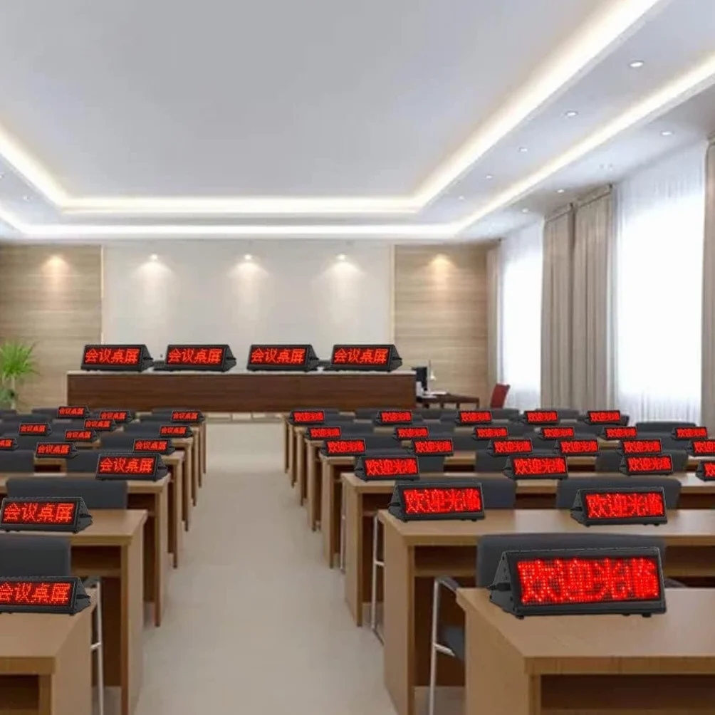 Wyświetlacz informacyjny LED na ekranie komputera stacjonarnego Mini mobilny ekran konferencyjny na pulpicie LED na komputer stacjonarny (Color : Rosso, Size : Single-sided)