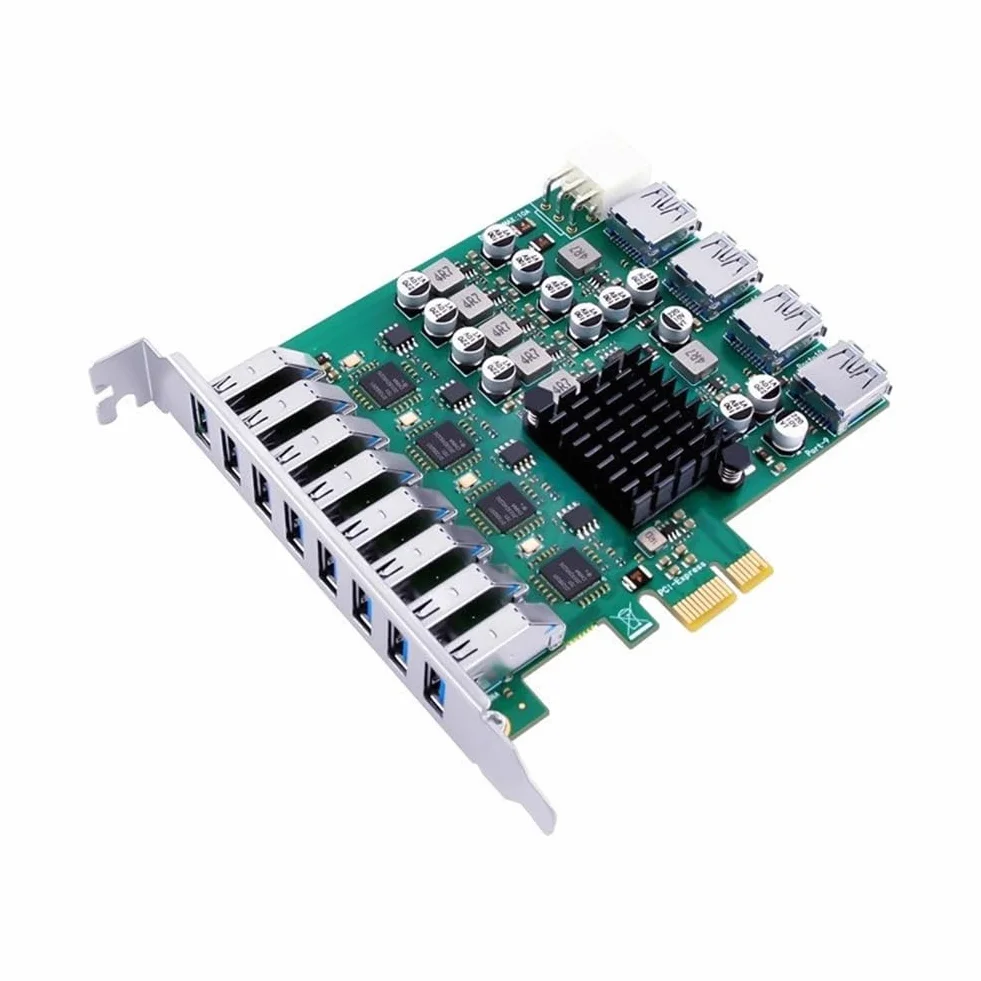 PCIe X1 na 4-kanałowy 12-portowy USB 3.2 Gen1 karta rozszerzeń USB3.0 5 Gb/s karta adapter do komputera stacjonarnego