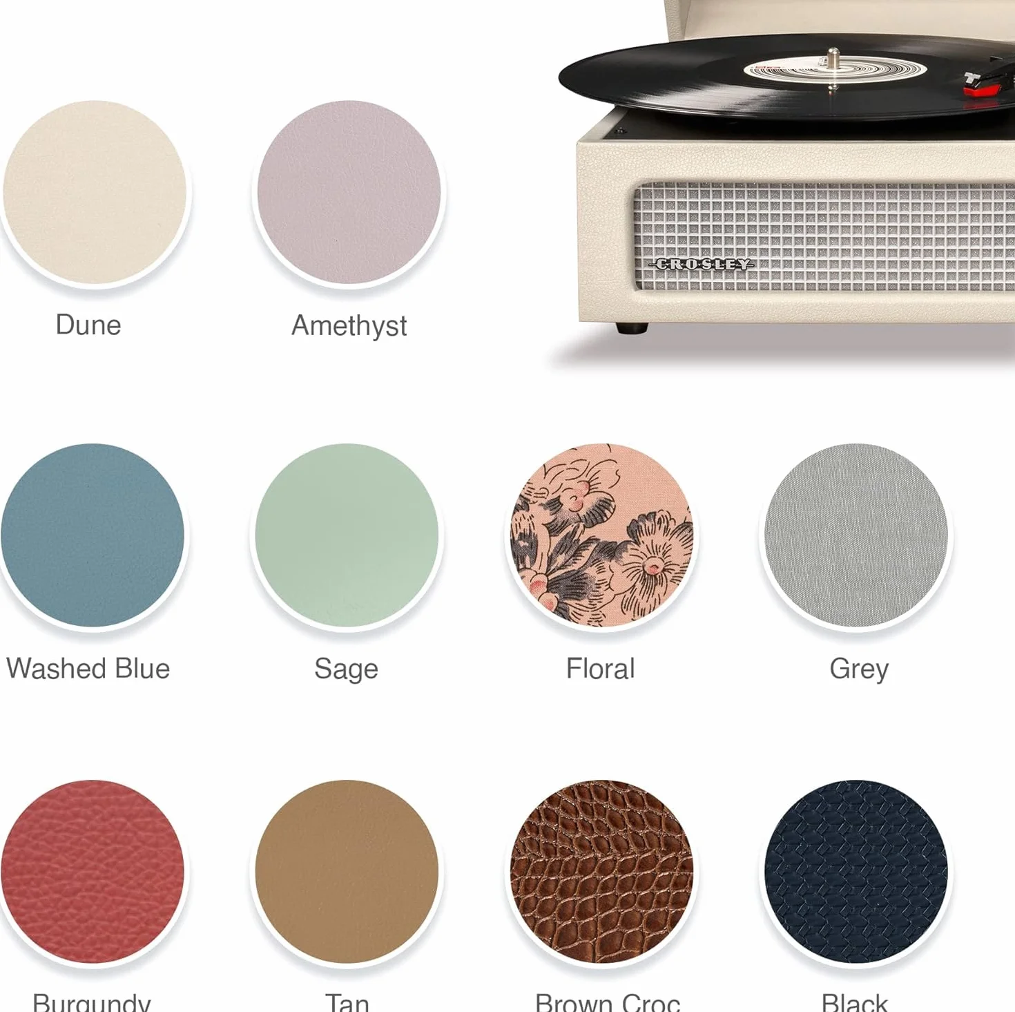 Crosley Voyager gramofon z 2 głośnikami, Bluetooth In&Out i AUX - 3-biegowy odtwarzacz Vintage - do płyt winylowych 7", 10" i 12" - przenośny z wbudowaną obudową (szary)