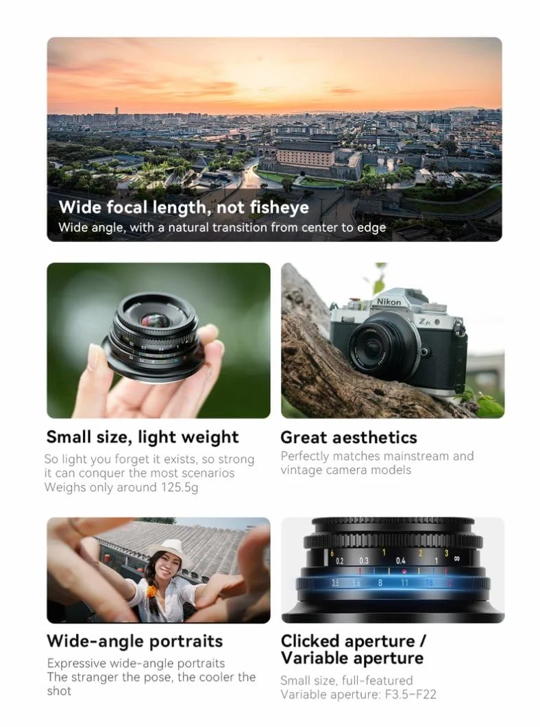 7Artisans Obiektyw aparatu 10 mm F3.5 APS-C szerokokątny do aparatów bezlusterkowych Sony E-Mount