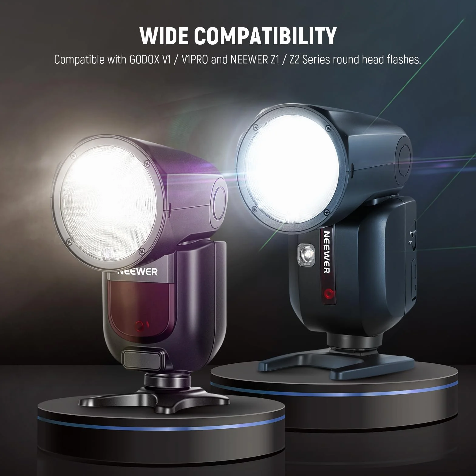 NEEWER Zestaw akcesoriów do lampy błyskowej z silikonowym dyfuzorem, siatką, reflektorem, 6-krotnym żelem kolorowym i 1 x magnetycznym pierścieniem adapterowym, kompatybilny z Godox V1/V1 PRO NEEWER