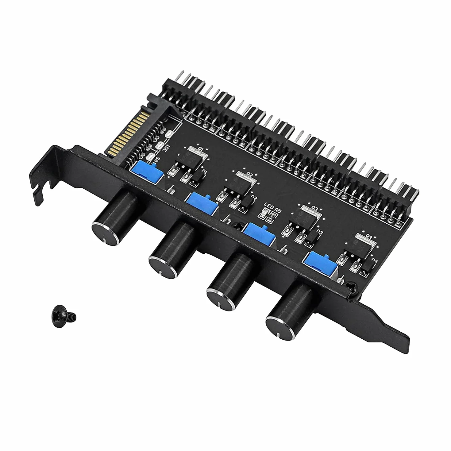 SinLoon 4-gałkowy regulator prędkości wentylatora chłodzącego PC 8 kanałów koncentrator wentylatora do obudowy procesora HDD VGA PWM wentylator PCI wspornik 12 V zasilanie wentylatora interfejs SATA/4