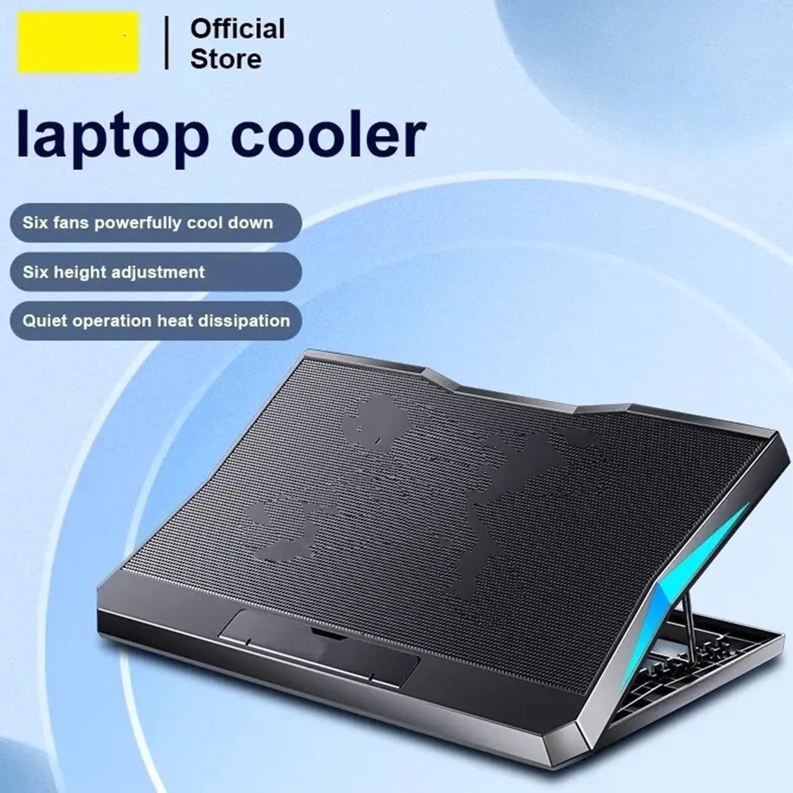 wentylator chłodzący do laptopa Chłodnica laptopa gier z sześcioma wentylatorami regulowana wysokość cicha podkładka chłodząca laptopy stojak na komputer laptopów poniżej 15.6 cala podstawka pod lapto