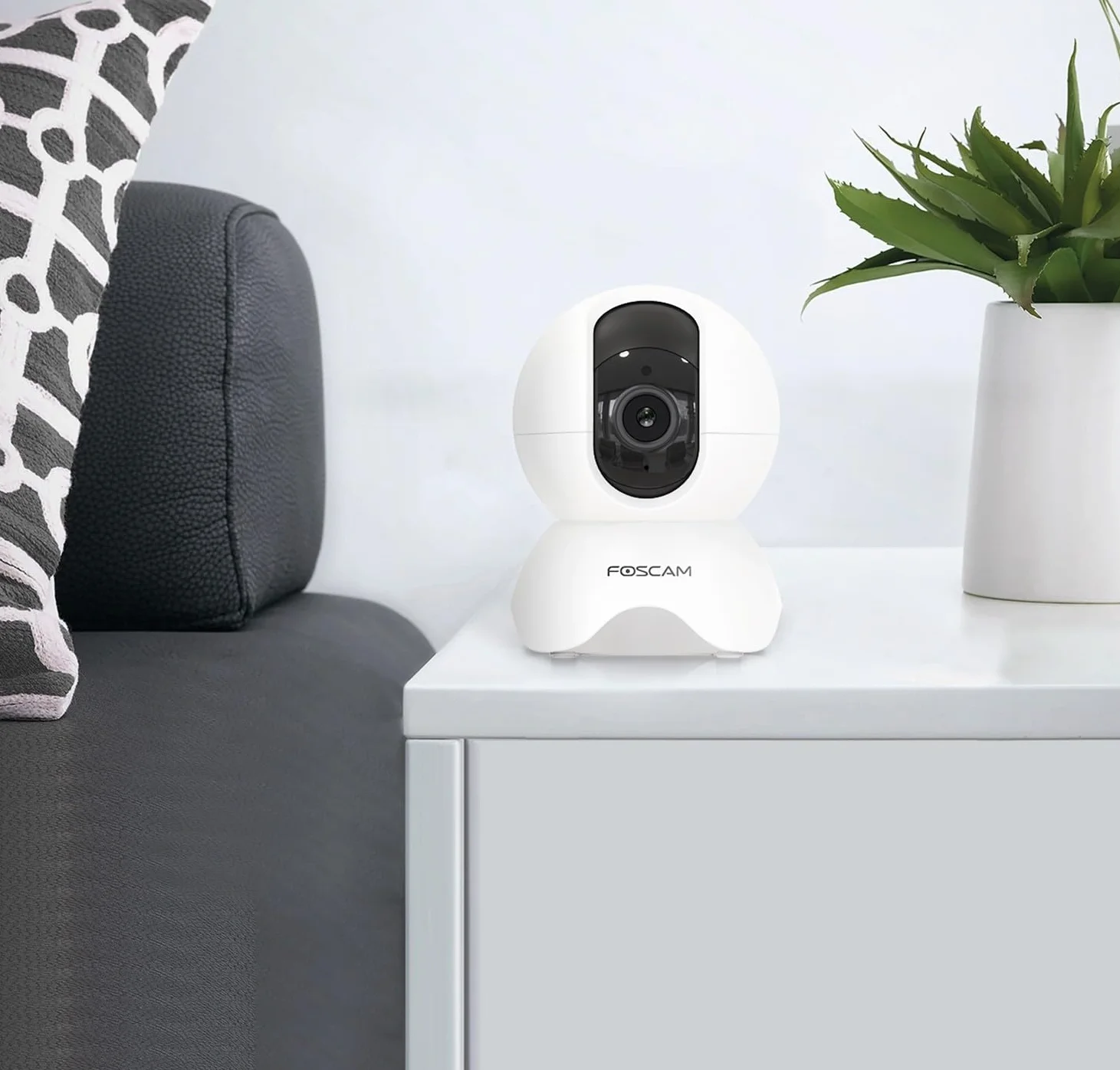 Foscam 5 MP Wewnętrzna kamera nadzorująca WiFi, Pan-Tilt z 6 cyfrowym zoomem, dwukierunkowy dźwięk, noktowizor, detekcja ruchu/osoby, asystent głosowy, biały monitor dla dziecka opakowanie 1 x 5