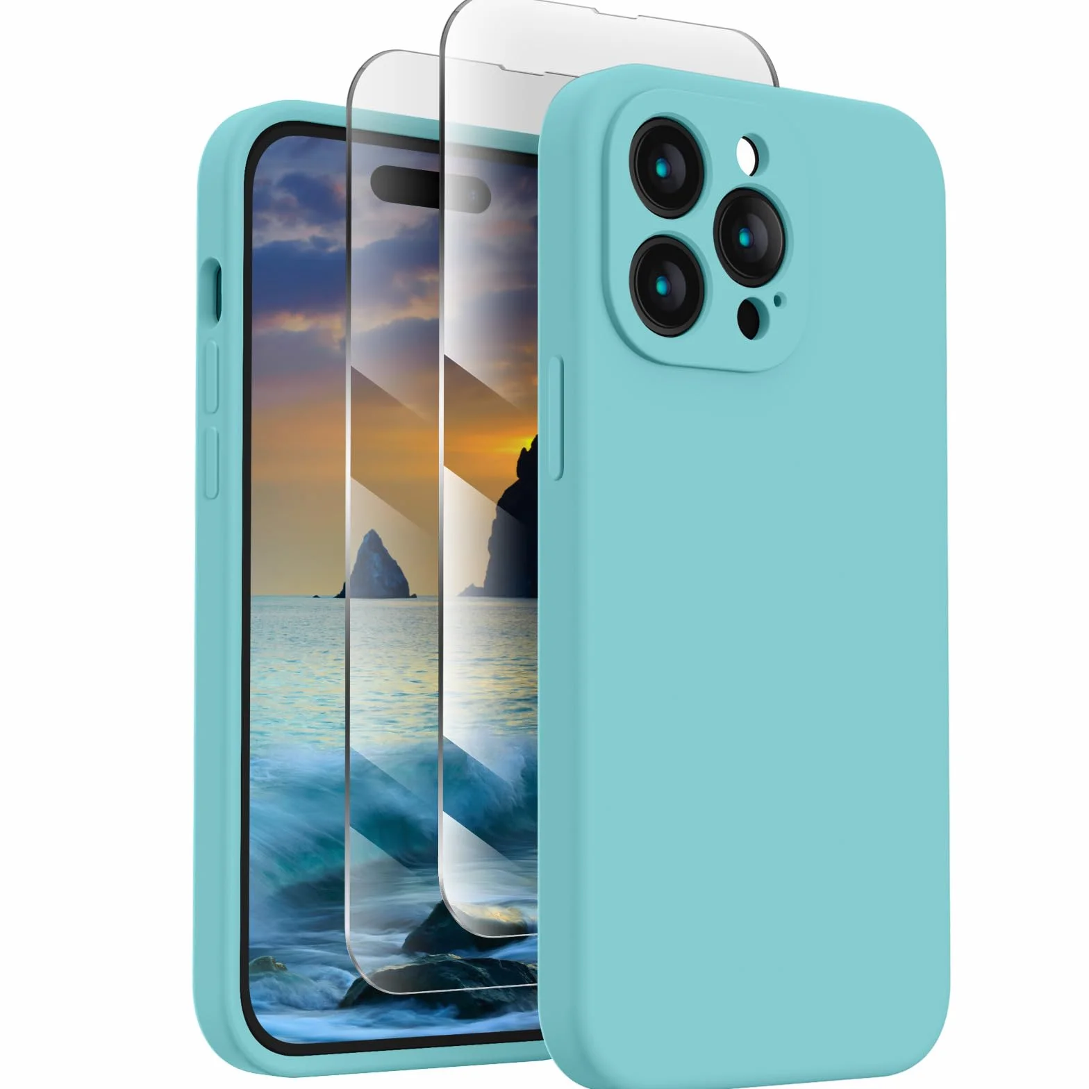 FireNova Etui na iPhone'a 14 Pro, ulepszone silikonowe etui [ochrona aparatu] etui na telefon z [2 ochraniaczami ekranu], miękka, odporna na zarysowania wyściółka z mikrofibry wewnątrz, 15.5 cm