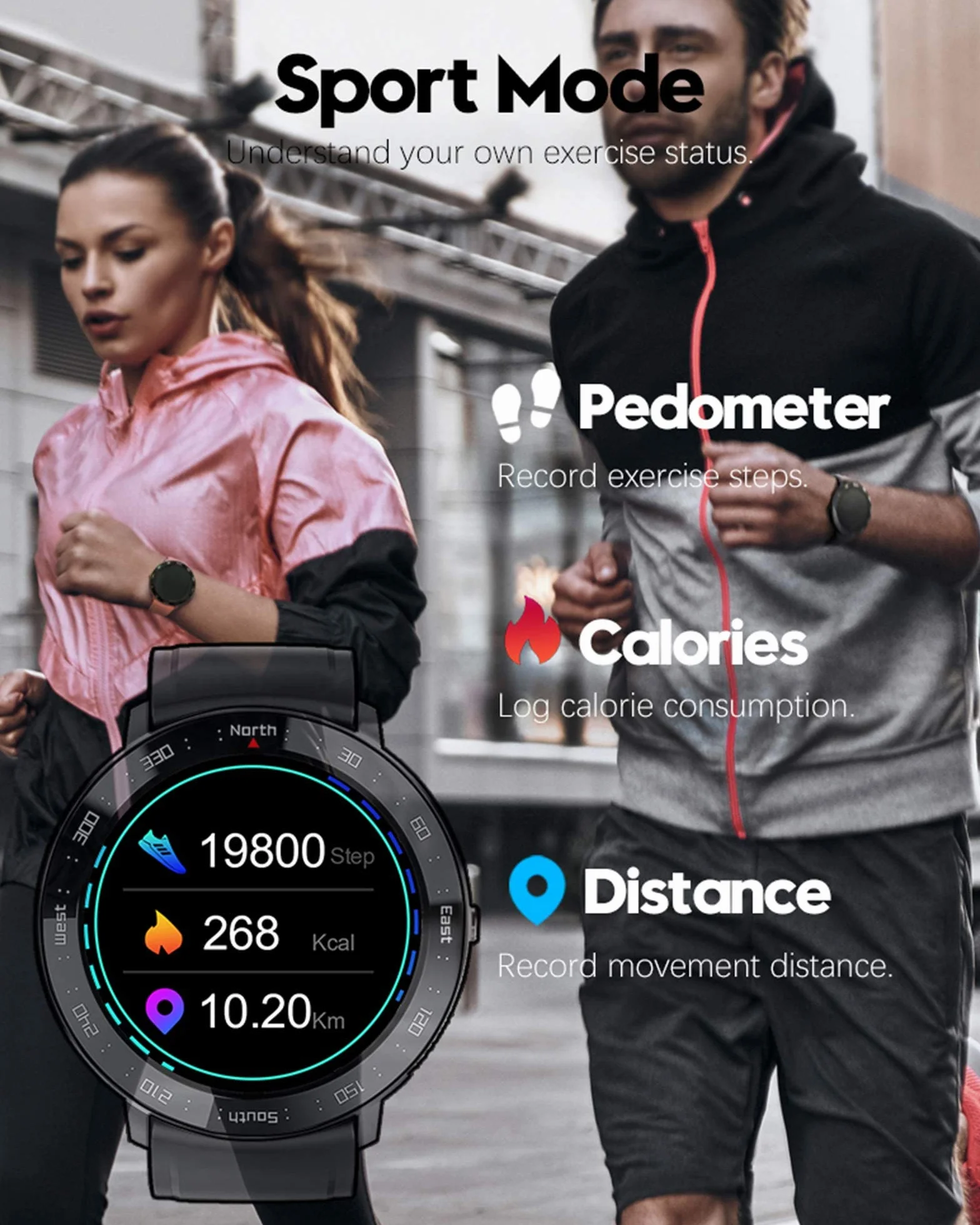 Inteligentny zegarek Monitor aktywności IP68 Wodoodporny zegarek fitness Bluetooth Wielofunkcyjny zegarek sportowy dla mężczyzn i kobiet Kompatybilny z iOS i Androidem (czarny) little surprise