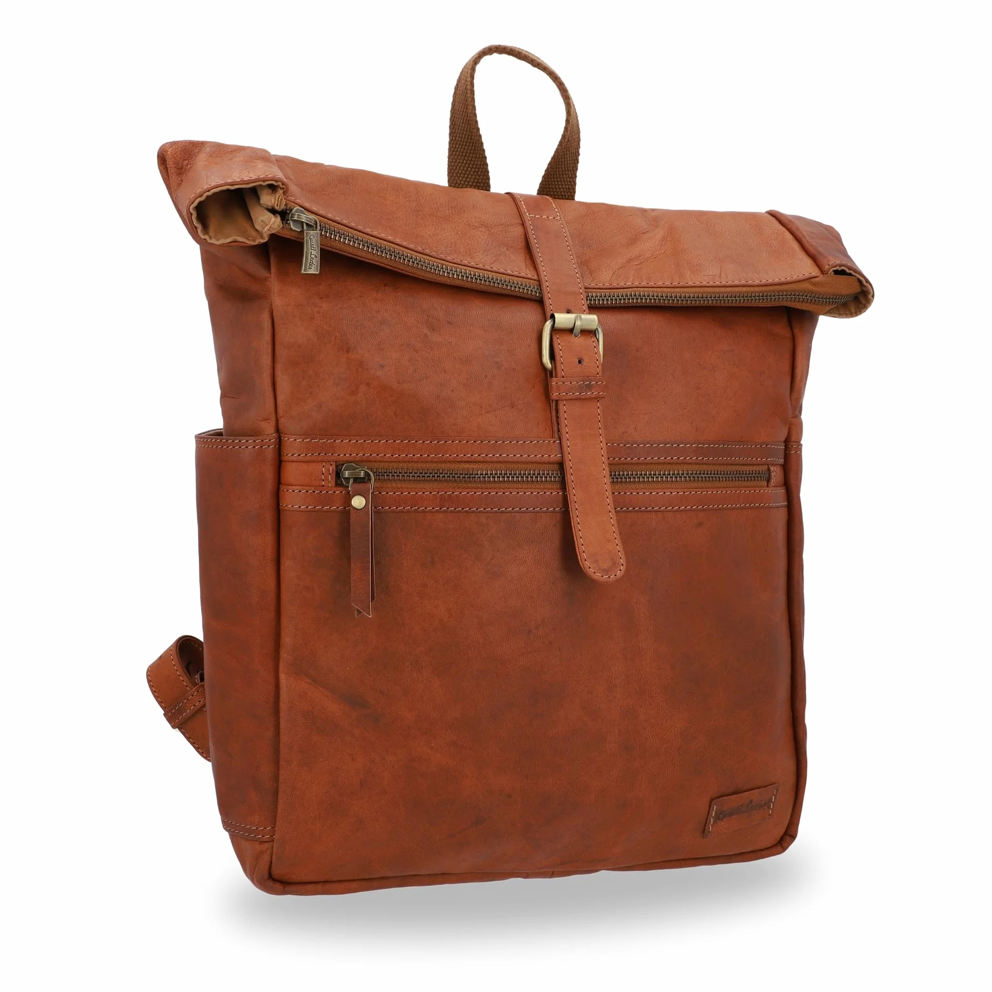 Gusti Plecak skórzany Milo New – stylowy plecak vintage ze skóry naturalnej dla kobiet i mężczyzn, pojemność 13L, kieszeń na laptop 15”, uchwyt na butelkę, miejsce na AirTag