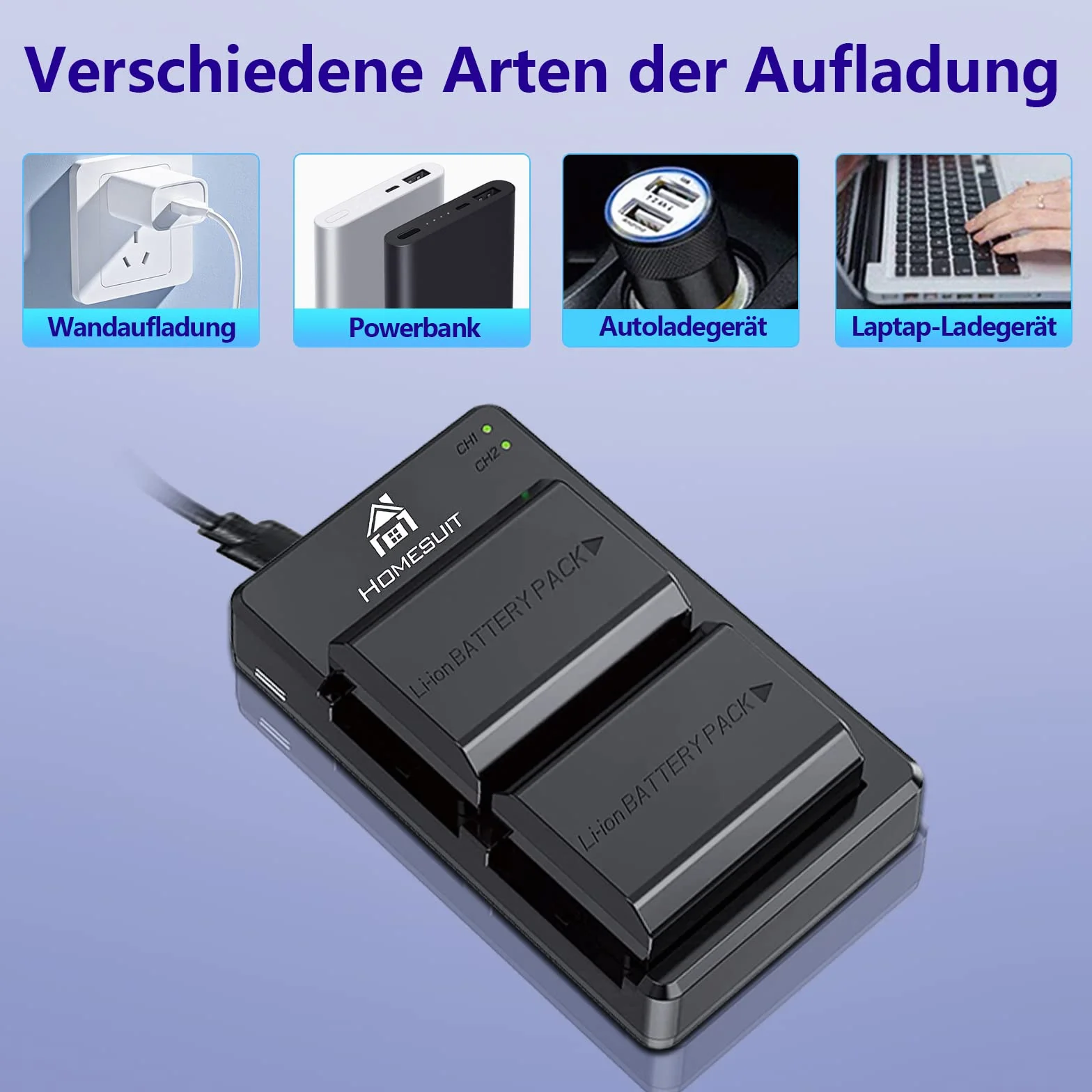 Homesuit NP-FZ100 akumulator 2280 mAh i podwójna ładowarka do Sony ZV-E1 FX3 FX30 A7RIII A7RV A7RIV A7SIII A7III A7IV A7C A7CII A6600 A6700 Alpha A1 A9 A9II A9III 9R A9R 9S (2 sztuki)