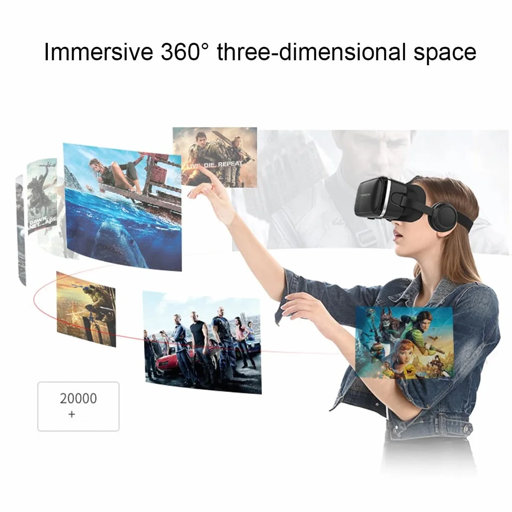 Okulary 3D, Virtual Reality, zestaw słuchawkowy, ochrona oczu, okulary VR do filmów 3D i gier, kontroler Bluetooth do iPhone 13 Pro Max/13 Pro/13/12/11, do Samsung Galaxy S21, Huawei, X. iaomi-Seria nie