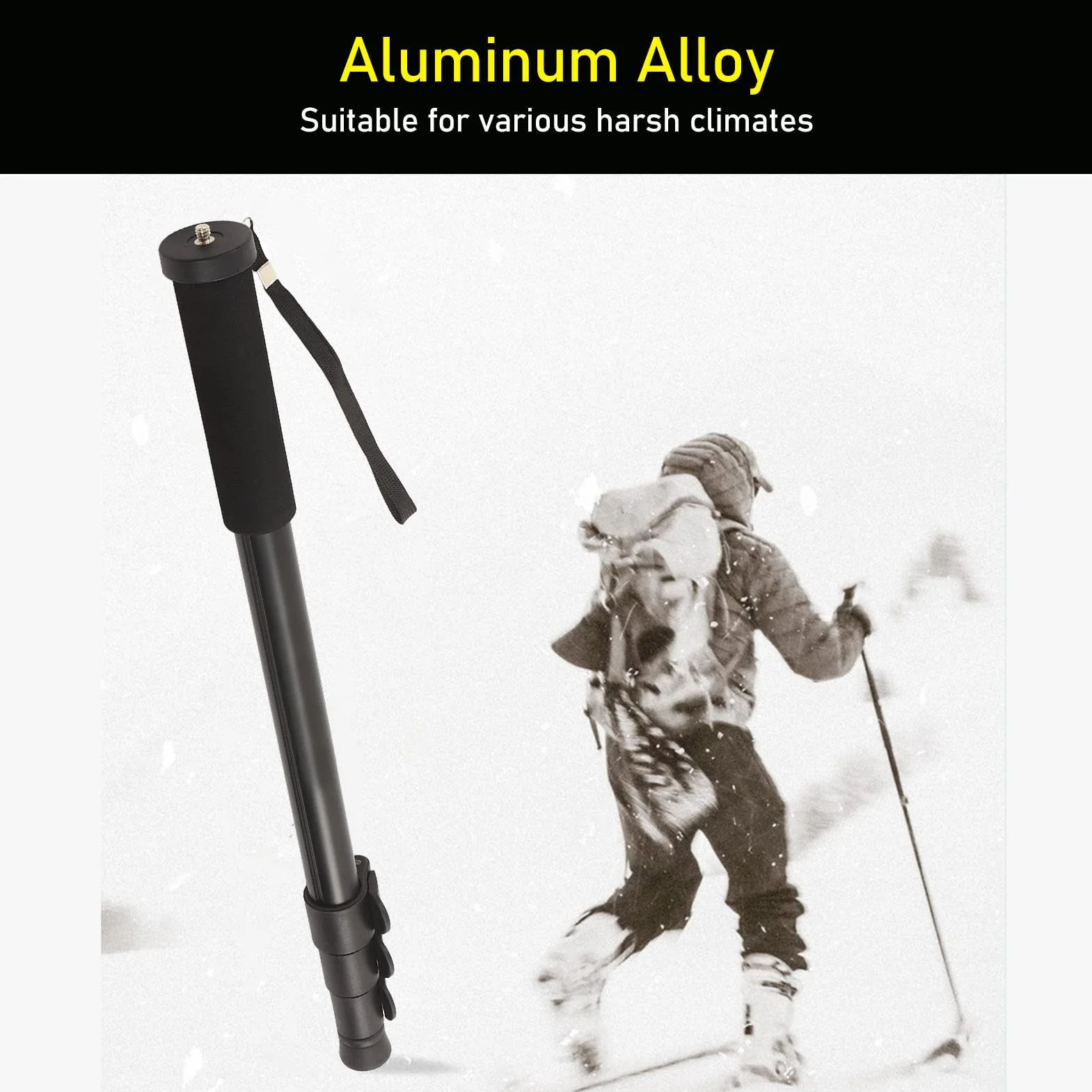 Monopod Lustrzanki, 4-sekcyjny Teleskopowy Uchwyt Laski, Stop Aluminium Łatwe Chowanie i Blokowanie Monopod Podróżny z torbą do Przenoszenia do Fotografii