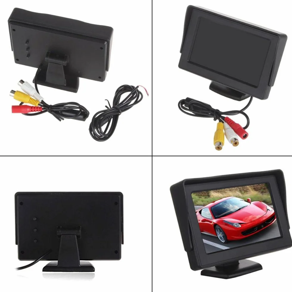 Kamera cofania samochodu z widocznością w nocy, 12 diod LED, kąt 170°, wodoszczelna, system cofania + 4,3" LCD Auto Monitor do Citroen Berlingo Jumper Jumpy Nemo Dacia Dokker Van Nissan Navara HD