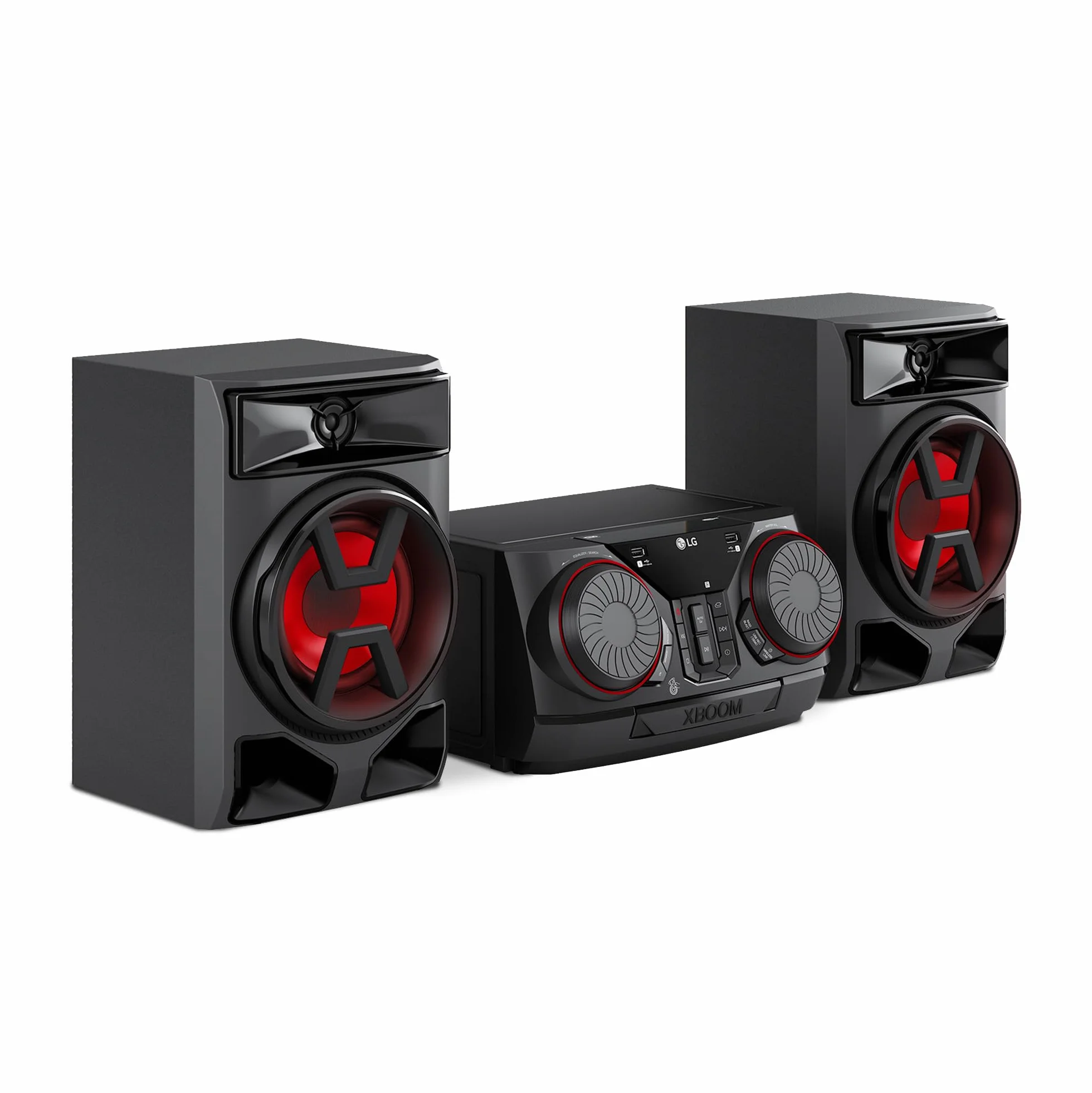 LG CK43N mikrowieża XBOOM, system dźwiękowy 300 W, Bluetooth, USB, wejście Aux, synchronizacja TV, kontrola imprez, korektor, odtwarzacz MP3, potężny dźwięk do domu i na imprezy, czarny