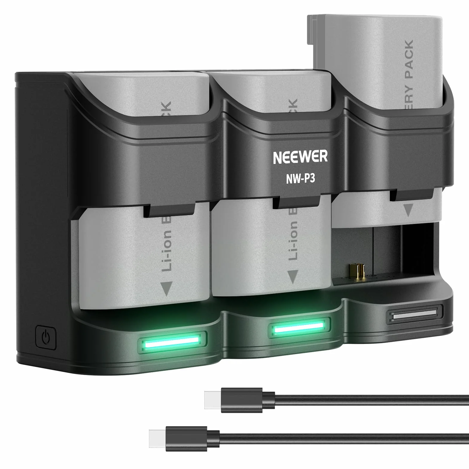 NEEWER BASICS 3-kanałowa ładowarka USB do aparatu LP-E6 LP-E6N LP-E6NH LP-E6P, 36 W PD szybkie ładowanie, ładuje 3 baterie w ciągu 2 godzin, kompatybilna z Canon EOS R6 III R5 II R6II R5 R6 5D IV