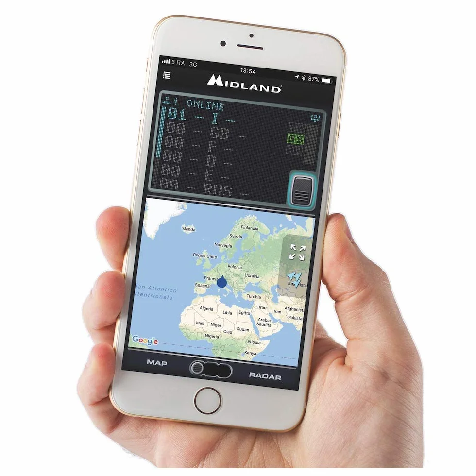 Midland - Mikrofon Bluetooth Dual Mike do radia CB, przedwzmacniacz 4-pinowy, połączenie CB i smartfon, podwójny PTT, wbudowany głośnik, DSP dla jakości głosu, kompatybilny z aplikacją CBTal