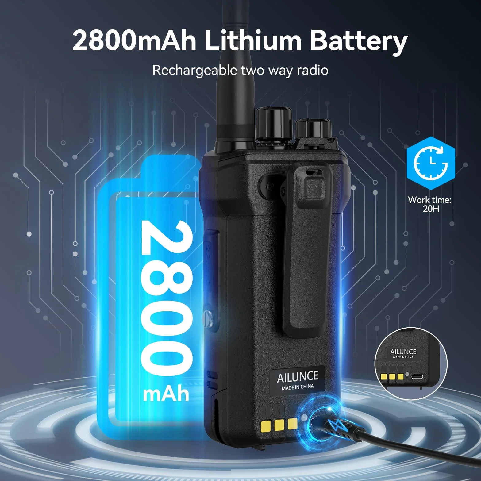 Retevis Ailunce HA1UV Radiotelefon Amatorski z Mikrofonem, Dwupasmowy, Wodoodporny IP67, Akumulator 2800 mAh, Przenośny Nadajnik-Odbiornik Dalekiego Zasięgu do Ratownictwa, Imprezy Amatorskie (1 szt.)