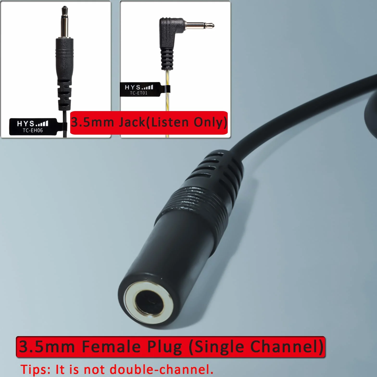 HYS Radio 2-pinowe do gniazda 3,5 mm, słuchawki audio, kabel transferowy, kompatybilne z Kenwood Baofeng Quansheng Walkie-Talkie (2)