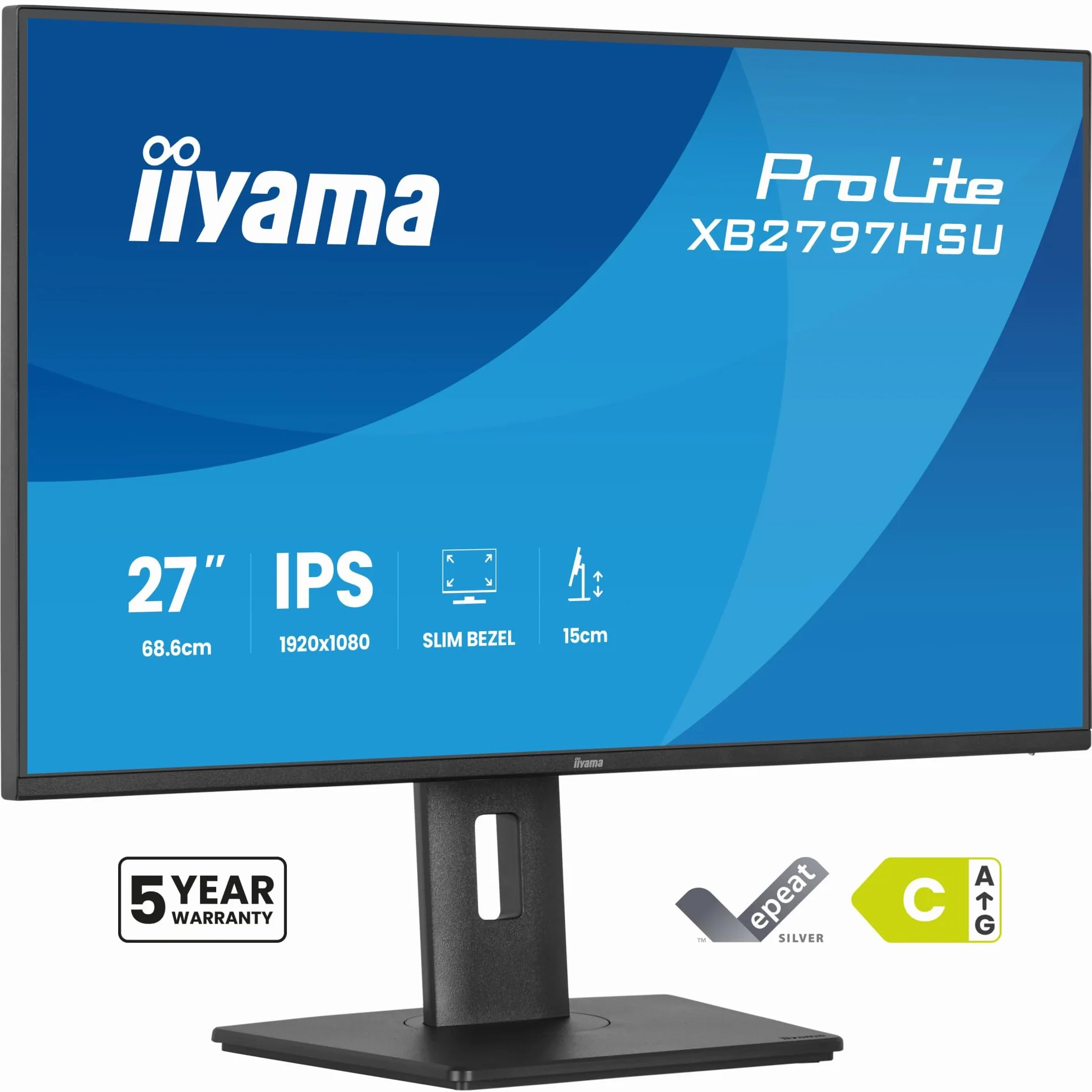 iiyama ProLite XB2797HSU-B1 Monitor PC 68,6 cm [27] 1920 x 1080 pikseli Full HD LED Nero (27 ProLite XB2797HSU-B1 Monitor - 27 Black IPS Monitor USB HDMI & DisplayPort)