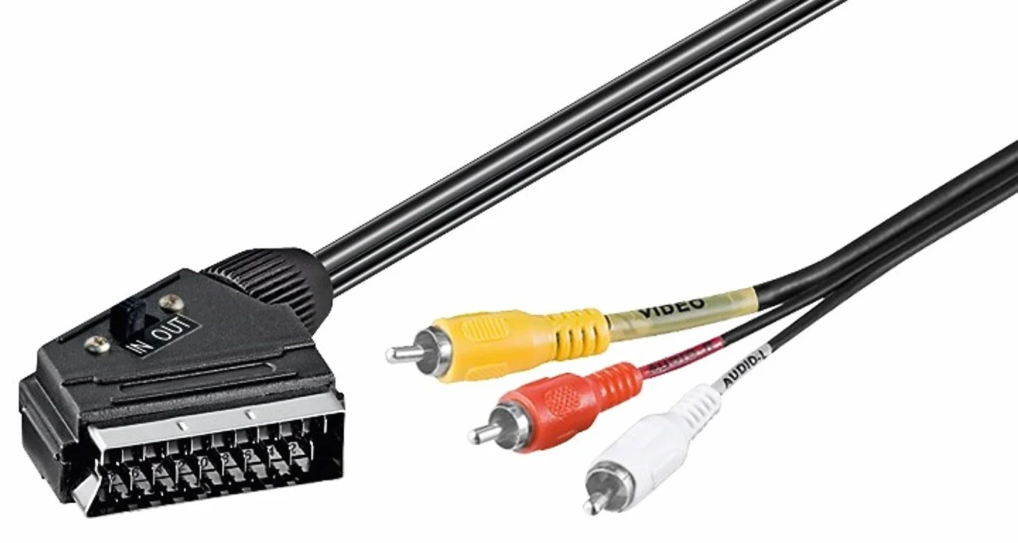 Goobay Czarny 2 m wtyczka SCART 21-pin 3 x Cinch