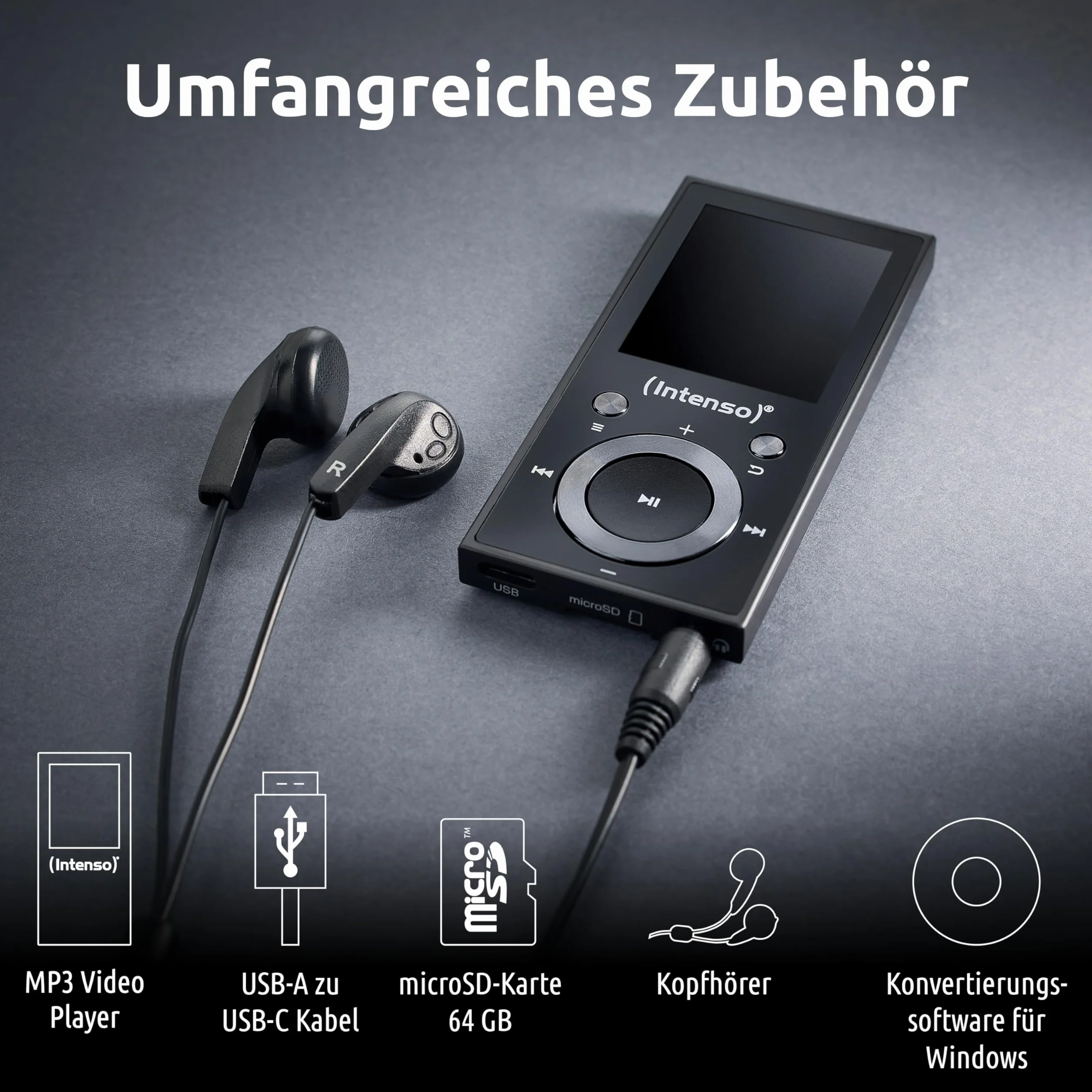Intenso Odtwarzacz MP3 Skuter wideo 1,8 cala Bluetooth Czarny