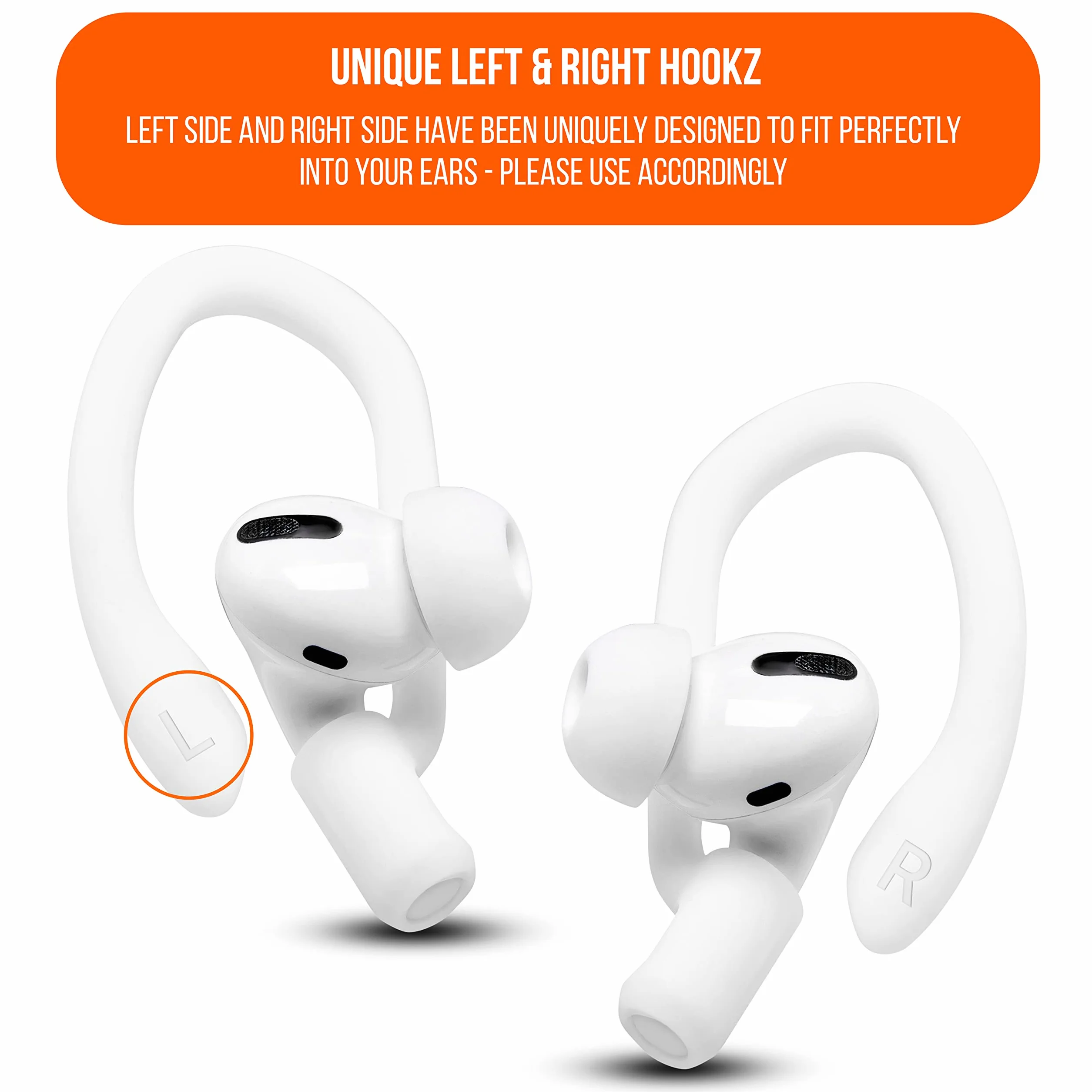 Wicked Cushions WC HookZ zaczepy na uszy do AirPods Pro 1, 2 i AirPods 1, 2, 3 - 2 pary, Winter White