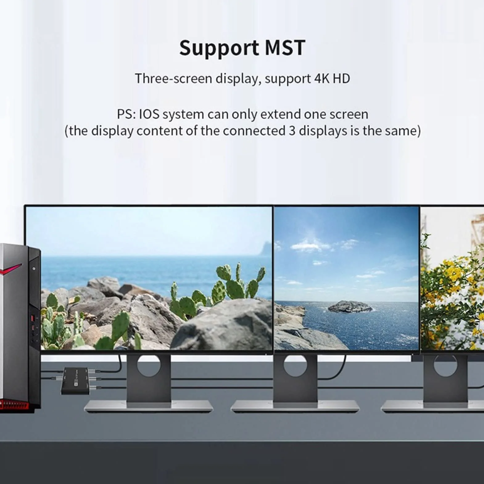 Acouto Rozdzielacz DisplayPort 1x3 8K 30 Hz 4K 144 Hz Potrójny Rozdzielacz MST SST Hub z 3 Wyjściami do Kina Domowego w Szkole Sygnały Hotelowe Obsługuje 3 DisplayPort 1x3 Adapter 8K