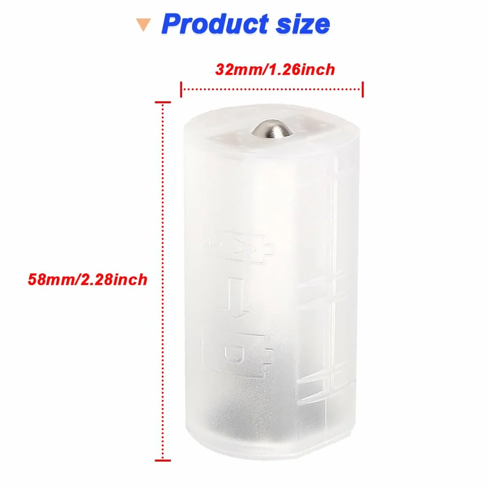 2 AA na D Battery Converter Case & AAA to AA Battery Adapter, 2 AA na D Size Battery Adapter Holder Storage Box for Flashlight (6 szt.)