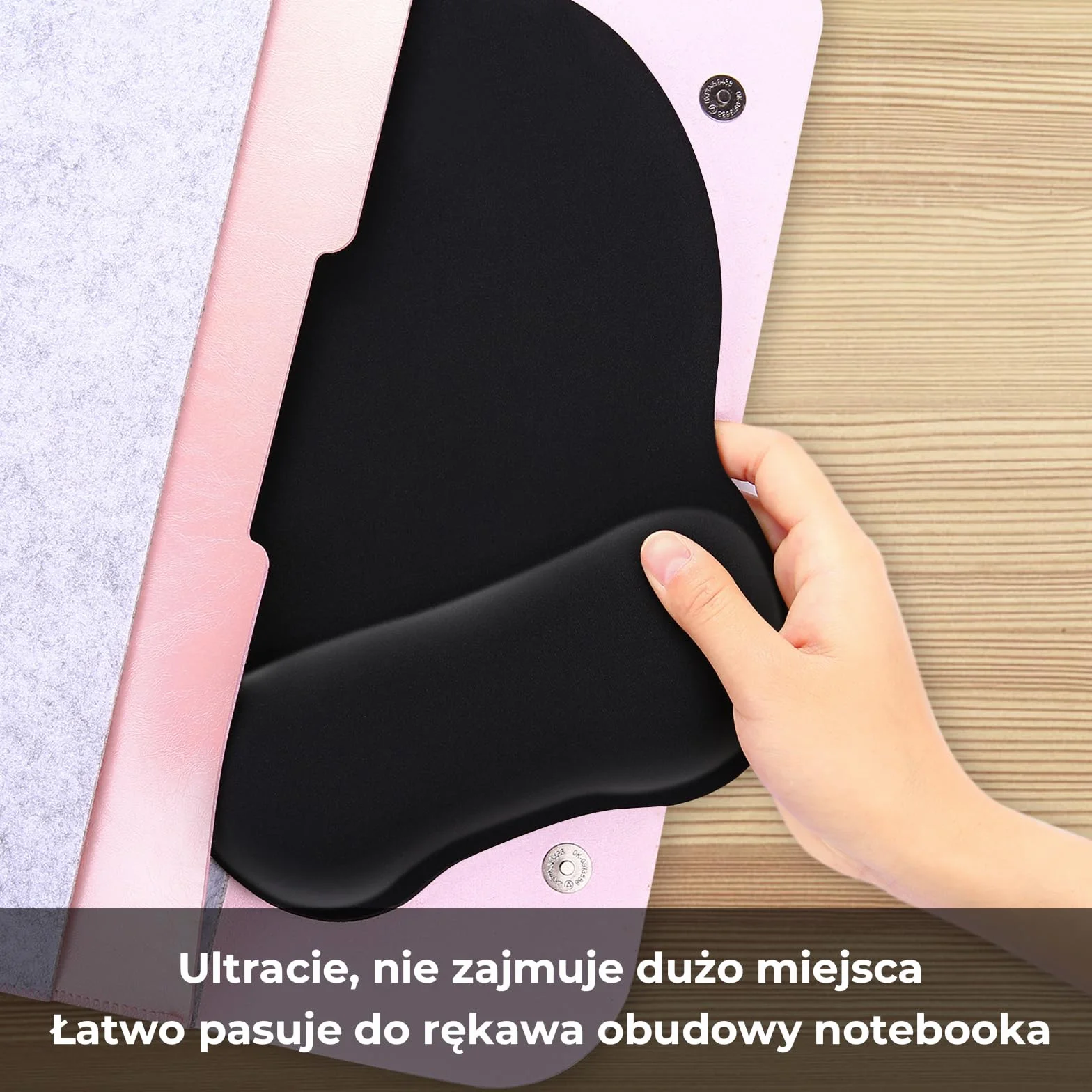 EooCoo Podkladka Pod Mysz na Nadgarstek, Podkładka Pod Myszkę z Poduszką, Ergonomiczna Mouse Pad, Ultracienka i Odporna na Ścieranie, Akcesoria Biurowe i Podróżne na Biurko do PC i Laptopa, Czarna