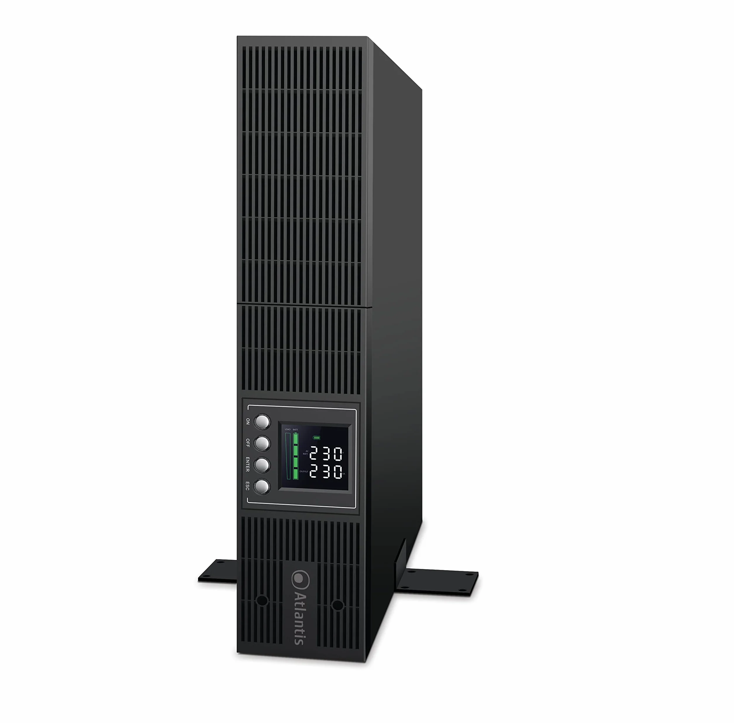 Atlantis A03-OP3002P-RC PRO UPS OnLine Zasilacz bezprzerwowy Podwójnej konwersji Czysta fala sinusoidalna 3000VA 2700W, serwer RACK, wyświetlacz LCD, USB, szeregowy RS-232, 8 wyjść IEC, gniazda SNMP, 6x12V-9Ah