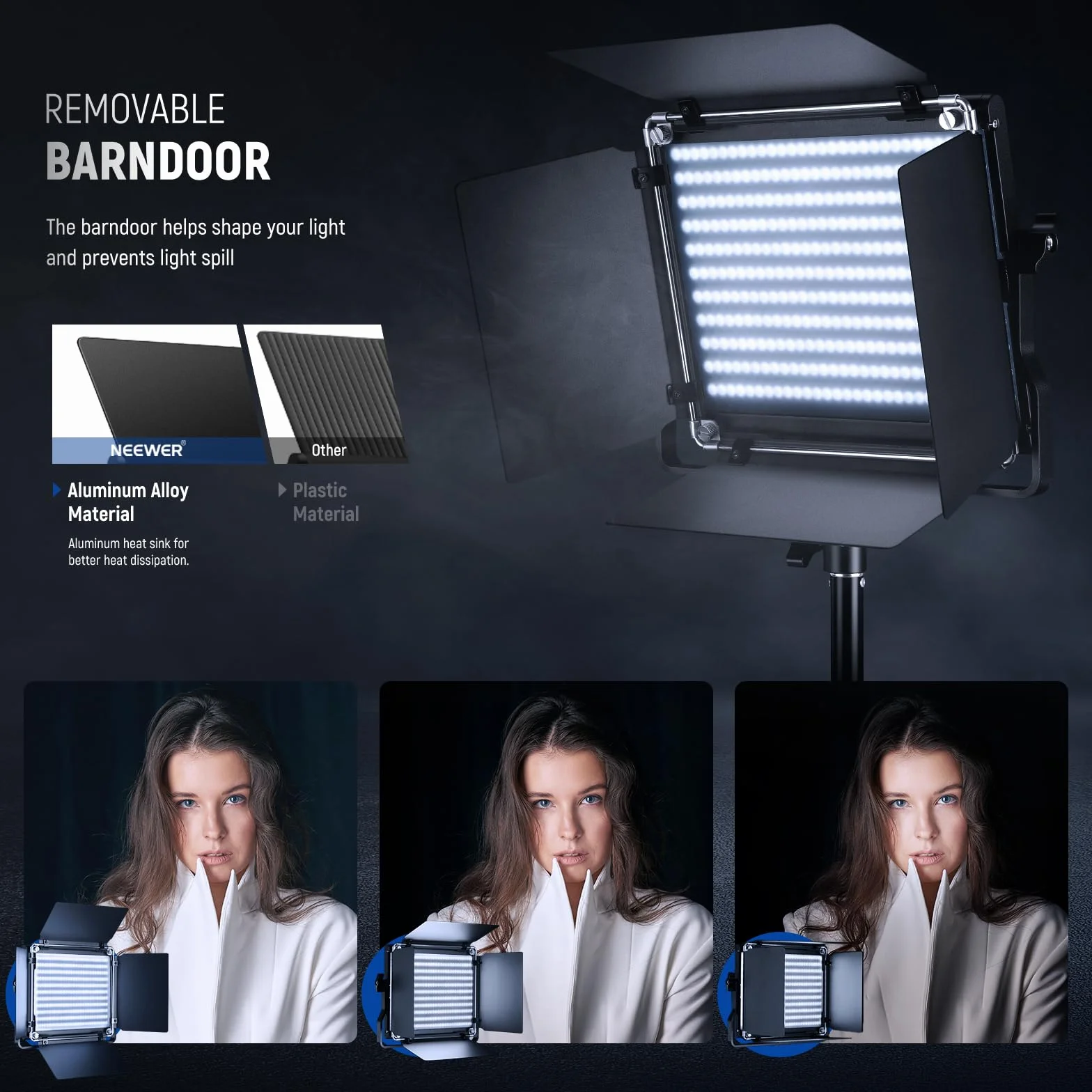 NEEWER 2 Opakowanie Bicolor 660 Panel LED Light Video & Stand Kit: 3200-5600K CRI 96+ Ściemniane ciągłe oświetlenie z U wspornikiem i Barndoor, 190cm Stojak Światła