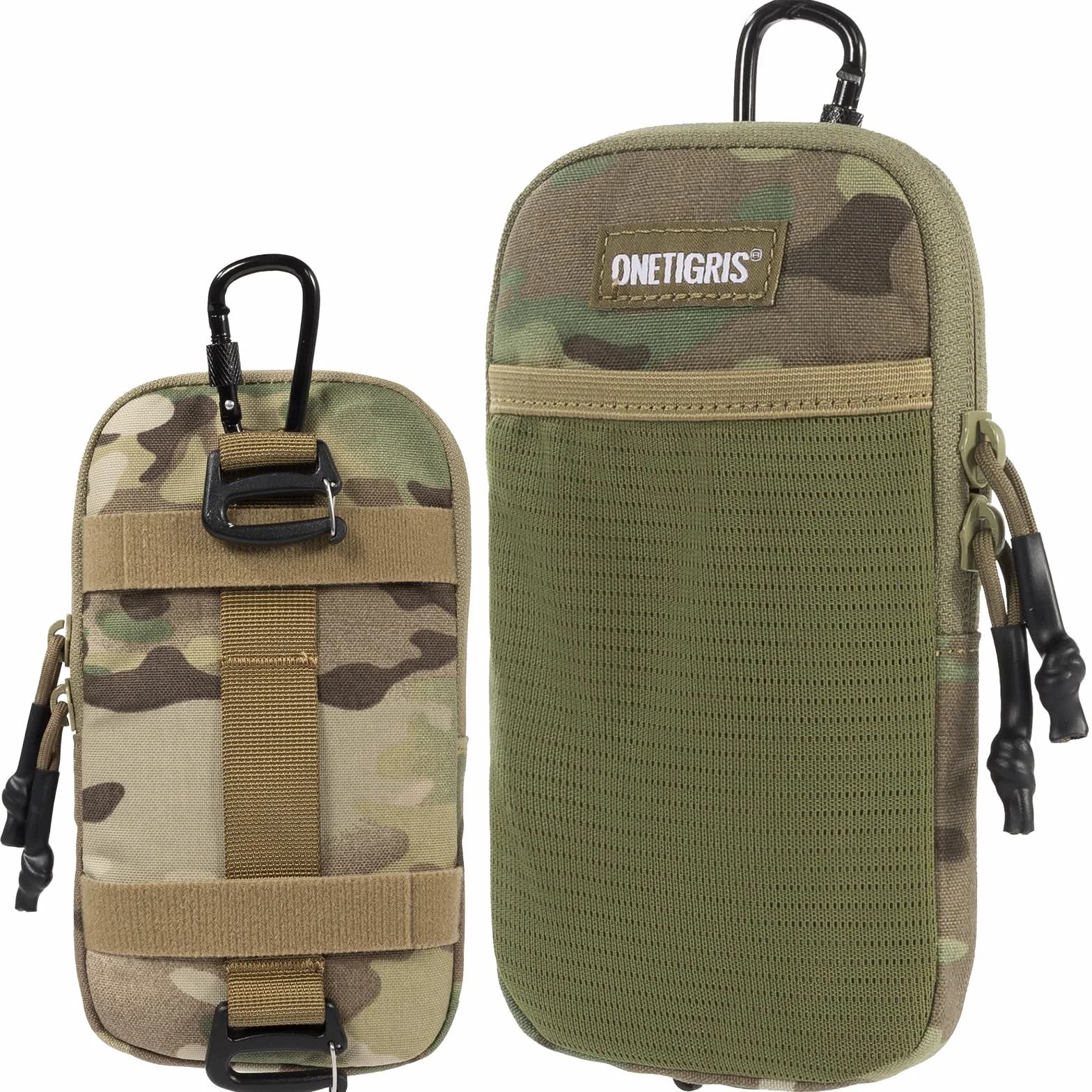 OneTigris Taktyczne etui na telefon komórkowy EDC Pouch Molle małe z karabińczykami 4,7"-6,7" do iPhone 16 15 14 13 12 Pro Max 7 8 Plus Samsung