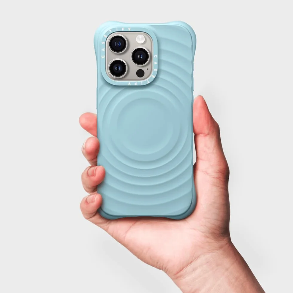 CASETiFY Etui do iPhone'a 15 Pro - Ripple kompatybilne z MagSafe Sky Blue | Silikon | teksturowane fale, 2 m, 2 x ochrona przed upadkiem klasy wojskowej, błękitny