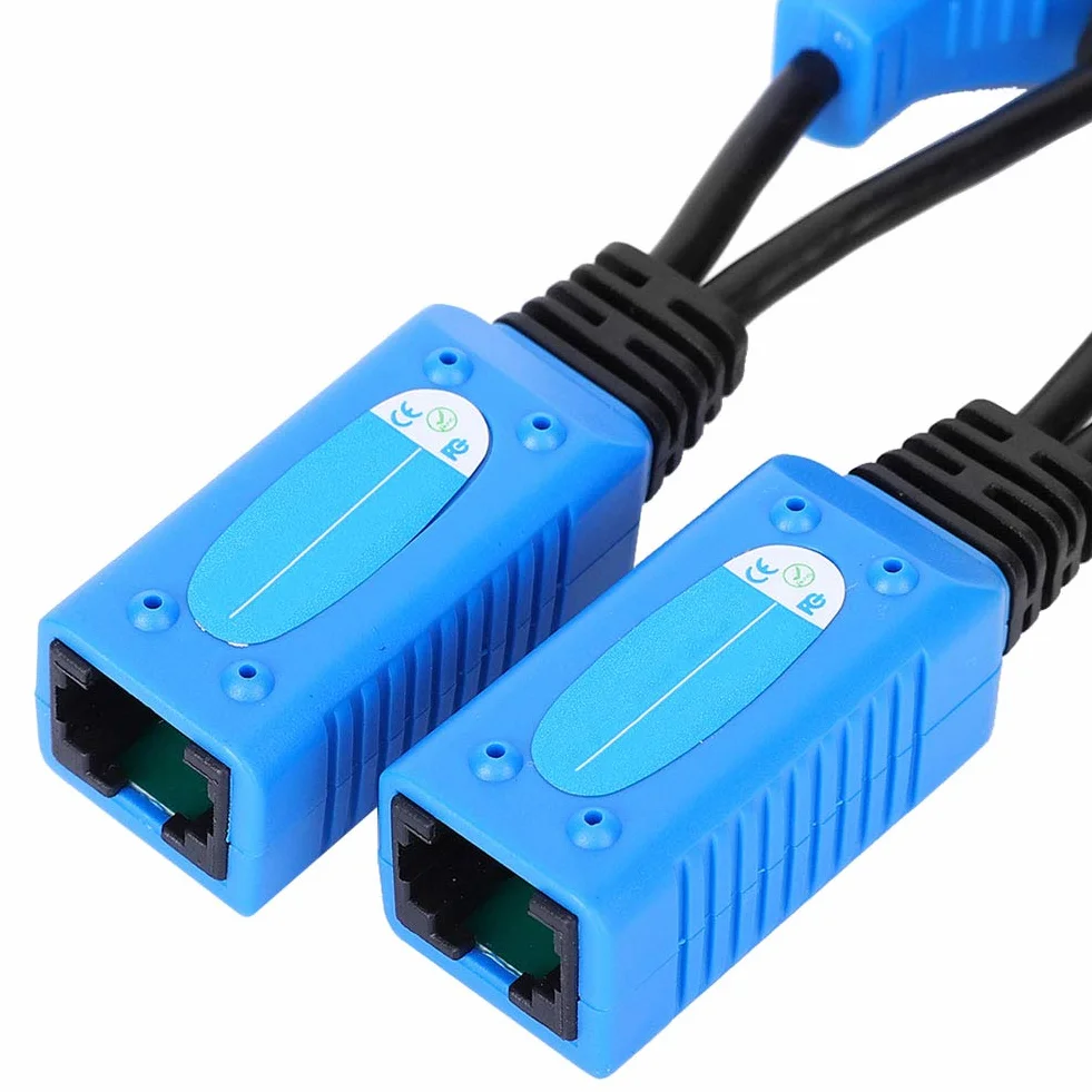 Rozdzielacz POE RJ45 do kamer IP, zestaw 2 kabli zasilających