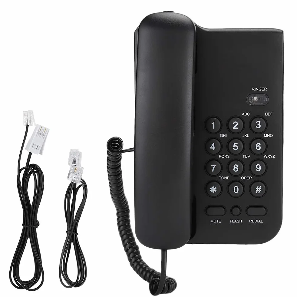 Telefon stacjonarny przewodowy, KX-T3026CID Angielski telefon stacjonarny do domowego biura w hotelu (czarny)