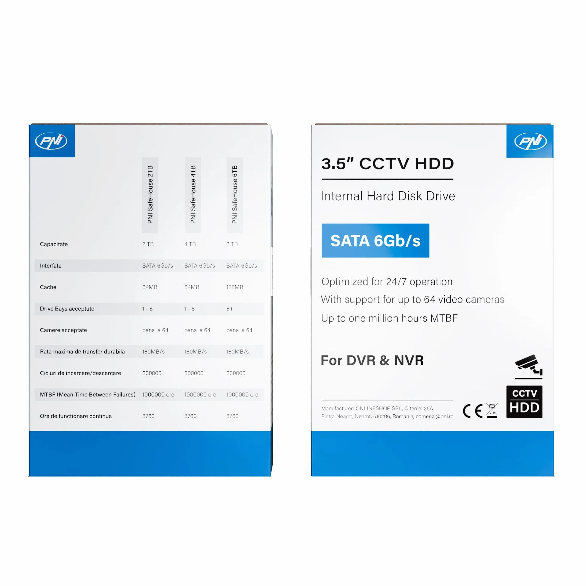 Wewnętrzny dysk twardy PNI SafeHouse 6 TB 8.9 cm HDD, CCTV, 128 MB, SATA III, 7200 obr./min do systemów nadzoru