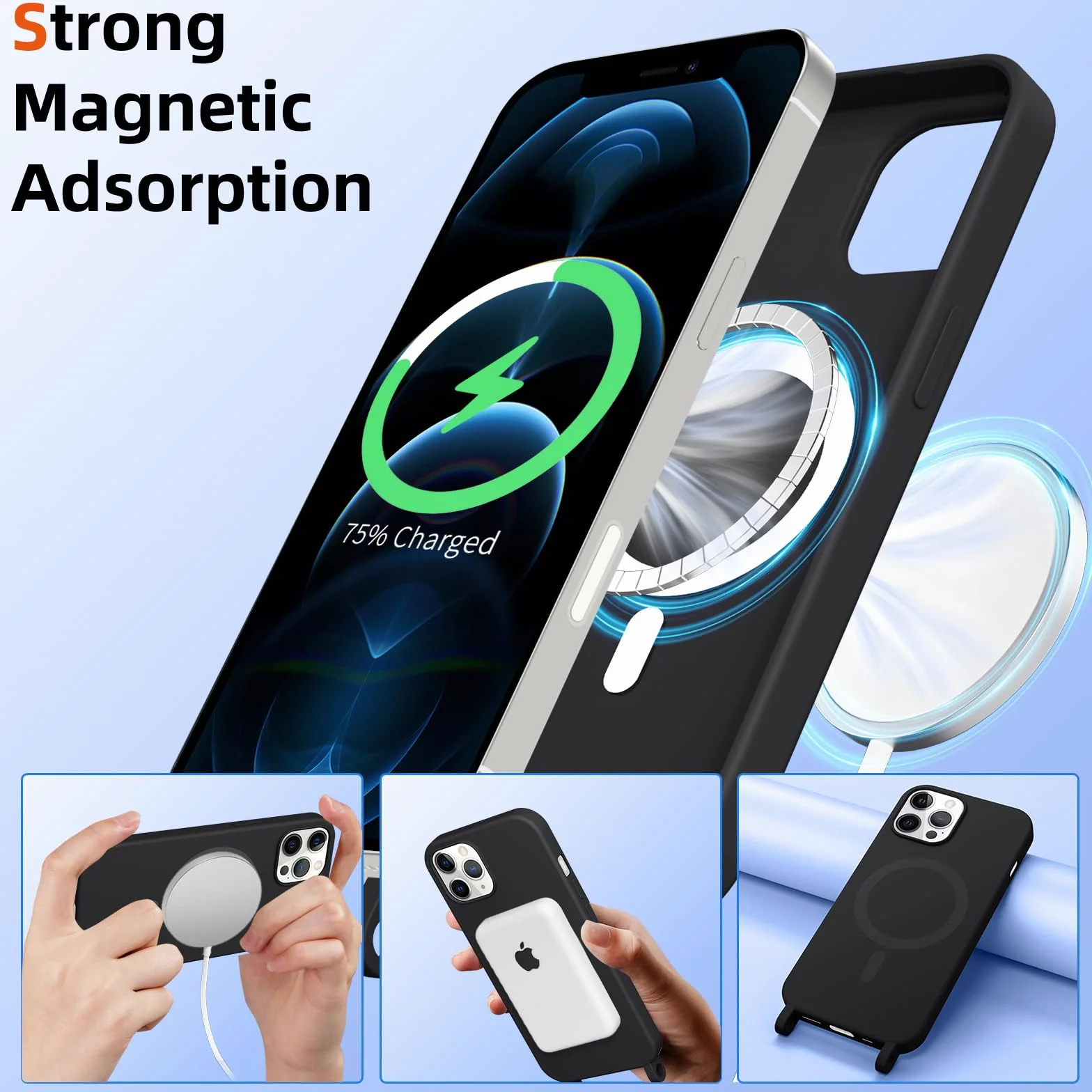 Etui na telefon iPhone 12 Pro Max MagSafe magnetyczne na szyję czarne