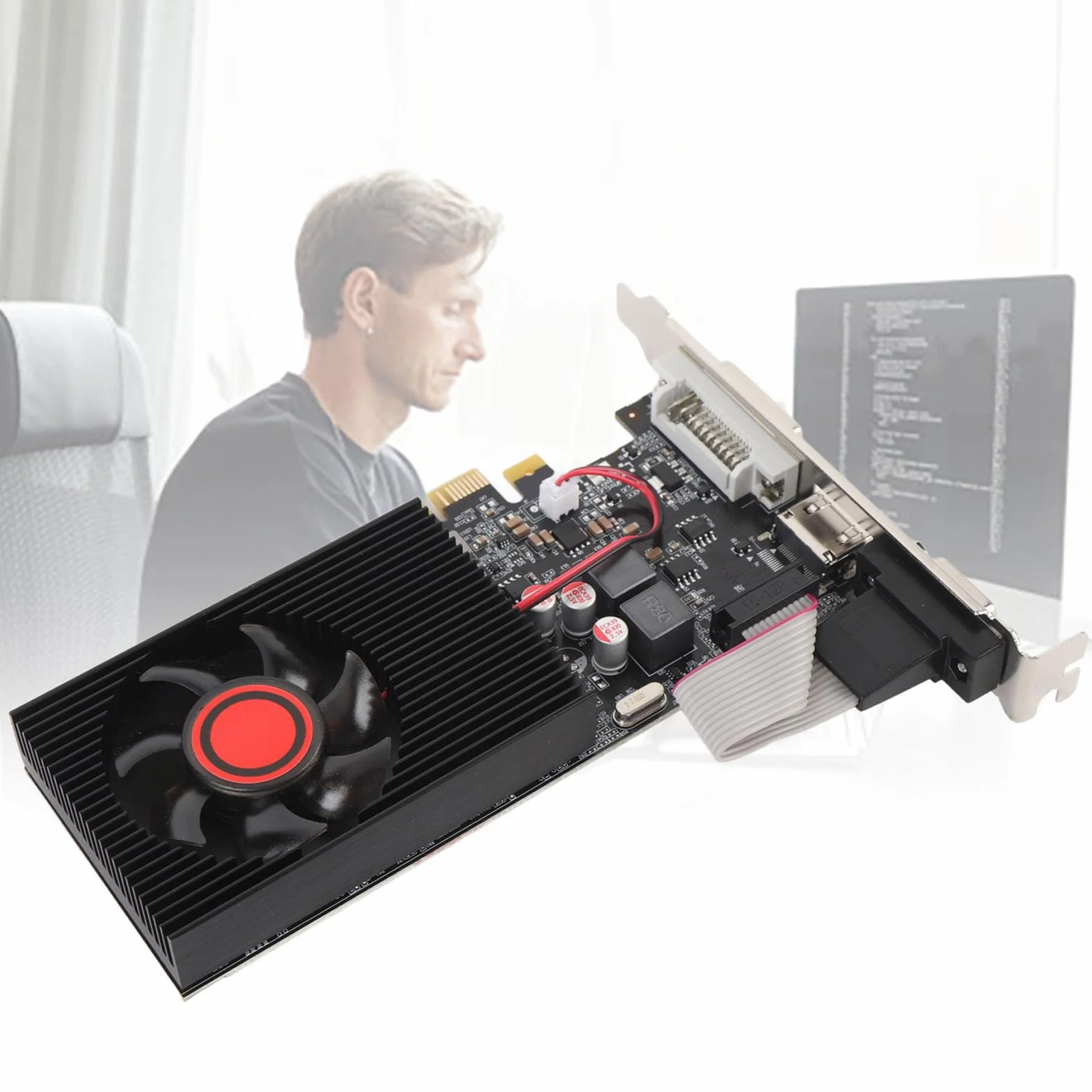 Karta graficzna, 2 GB DDR3 64 bit, obsługa DirectX 10.1, interfejs PCI Express 2.0 16X, HDMI, DVI, VGA, Single Fan, komputerowa karta graficzna do gier roboczych