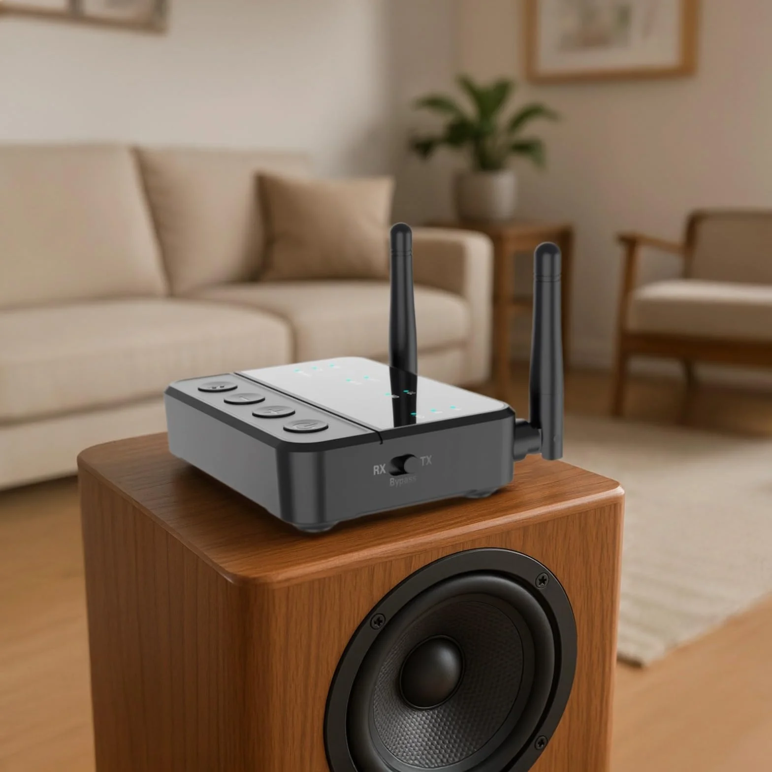 Bezprzewodowy odbiornik nadajnika 5.2, 2 w 1 aptX HD i LL adapter audio do telewizora i domowego stereo, bezprzewodowy adapter HiFi z optycznym AUX, podwójna antena, 20 m dalekiego zasięgu, bateria