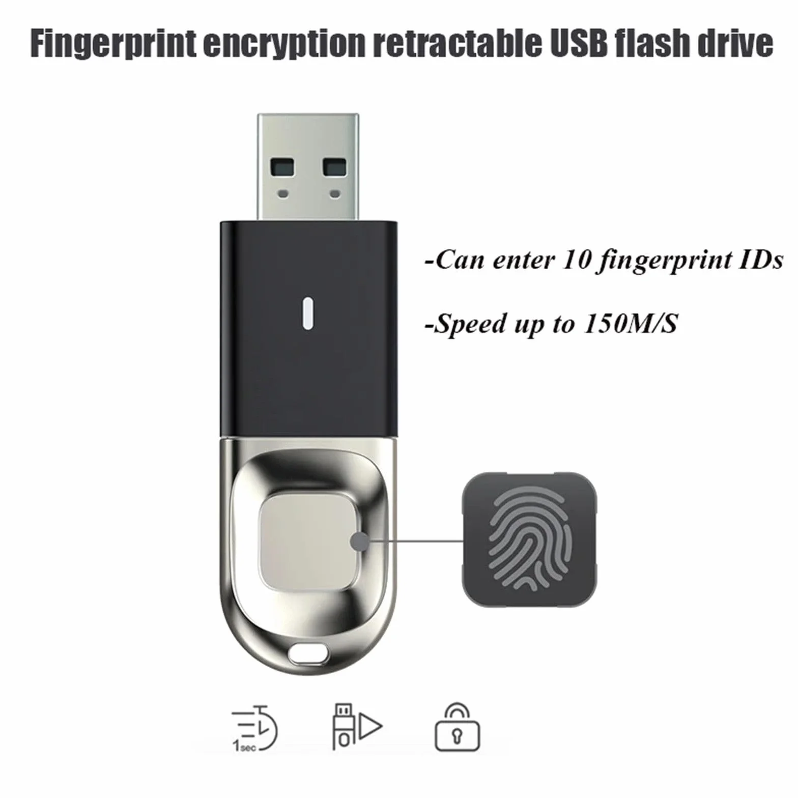 Szyfrowanie dysku odcisków palców U B 3.0 dysk flash przenośna szybka pamięć identyfikacyjna dysk U do smartfona PC Laptop,32G