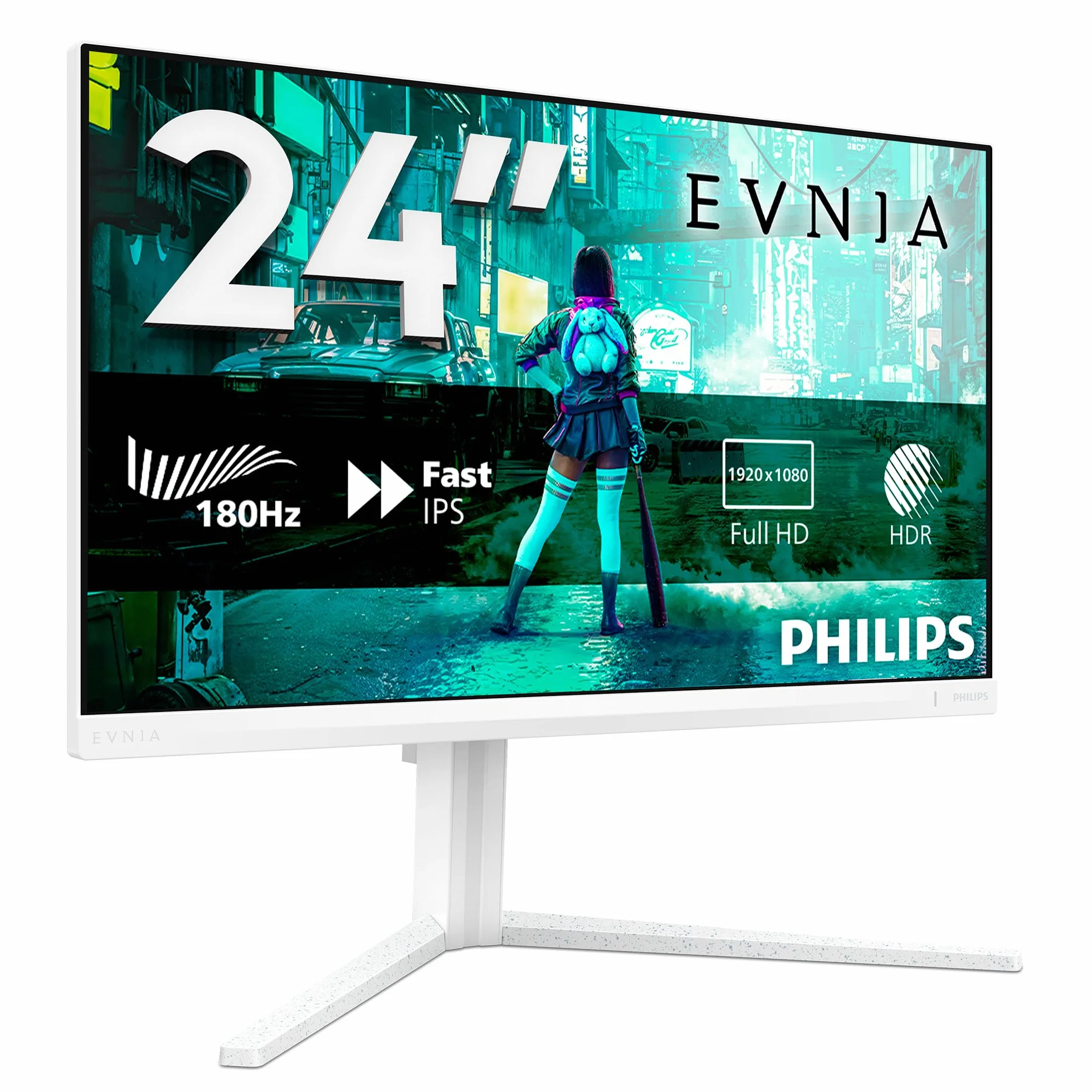 Philips 24M2N3201A - 24-calowy monitor gier Full HD, 180 Hz, 1 ms GtG, FreeSync Prem., G-Sync comp. (1920x1080, 2X HDMI, DisplayPort) Biały