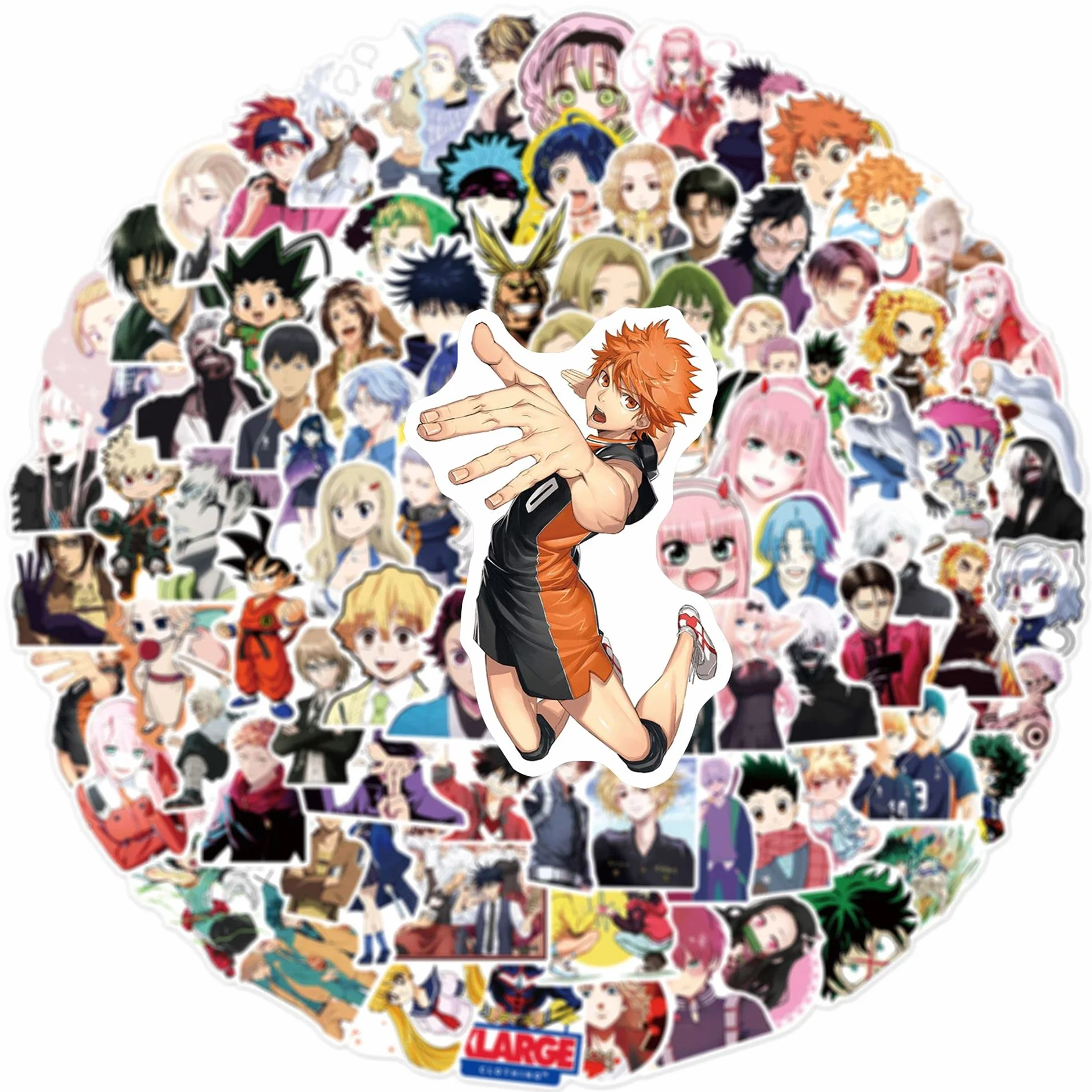 100 sztuk Anime mieszane naklejki na walizkę deskorolka laptop butelki na wodę samochód nastolatki chłopcy dziewczęta wodoodporna naklejka