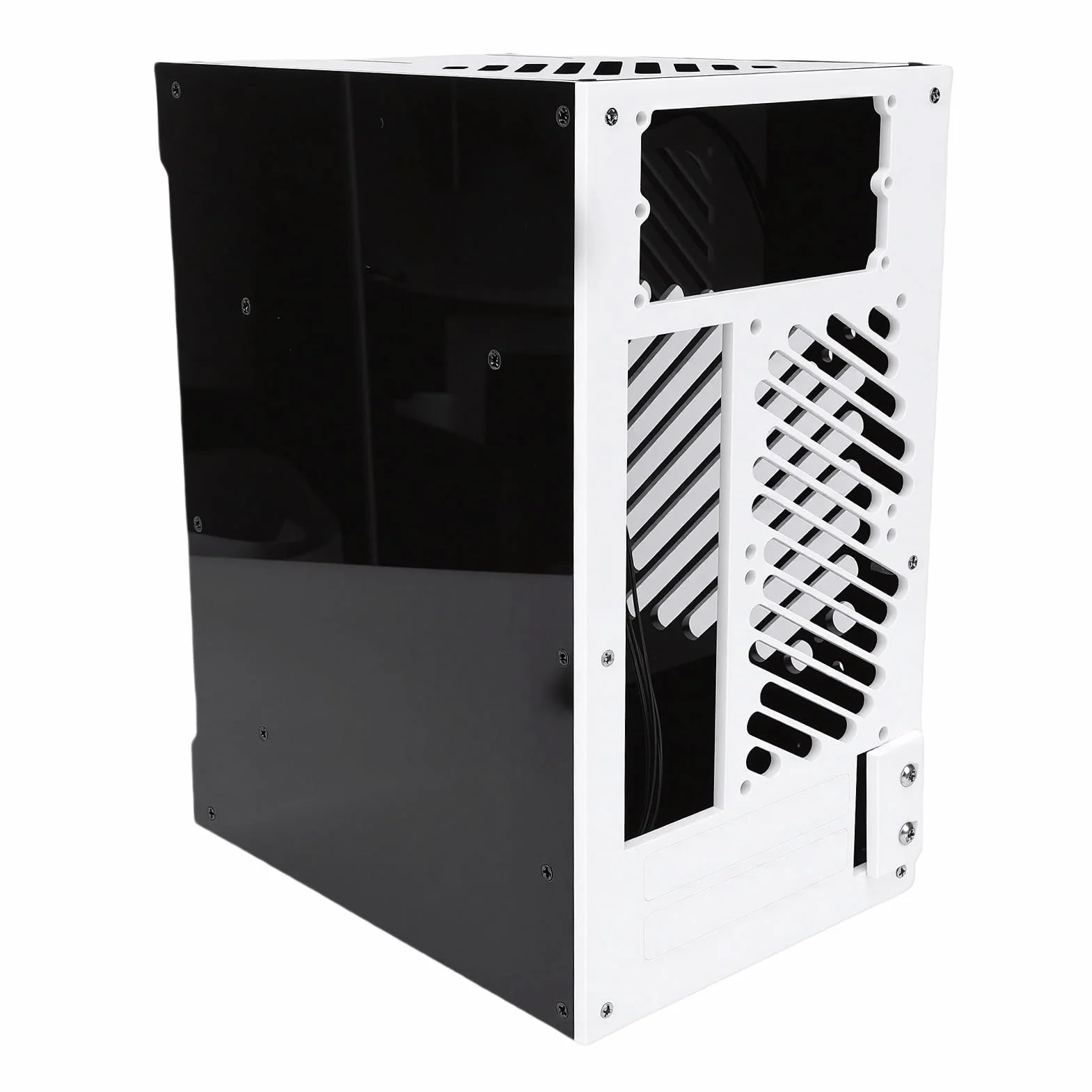 Luqeeg Mała Obudowa Komputera PC, Obudowa Minikomputera ITX z wentylacją 360 Stopni, Obsługa Płyty Głównej ITX 4x2,5-calowe Dyski SSD Dostawa SFX do Komputerów PC do Gier w Domowym Biurze