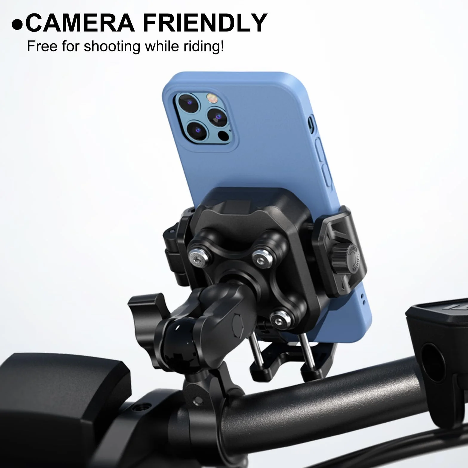 iMESTOU Antywibracyjny uchwyt na telefon do motocykli i rowerów z amortyzatorami i konstrukcją antykradzieżową, uchwyt na telefon kulkowy 2.5 cm nadaje się do telefonów o grubości 13.2 cm-18.3 cm do