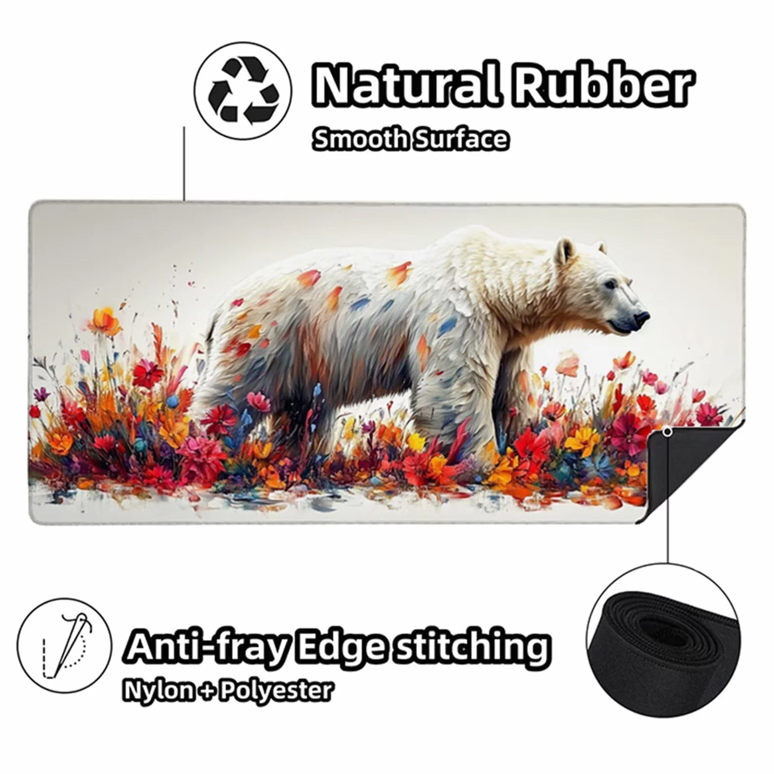 Podkładka pod mysz do gier biała podkładka pod mysz XXL 1200 x 600 x 3 mm, podkładka pod mysz ze zwierzętami podkładka na biurko duże biurko ze zszytymi krawędziami do klocków PC akcesoria do gier