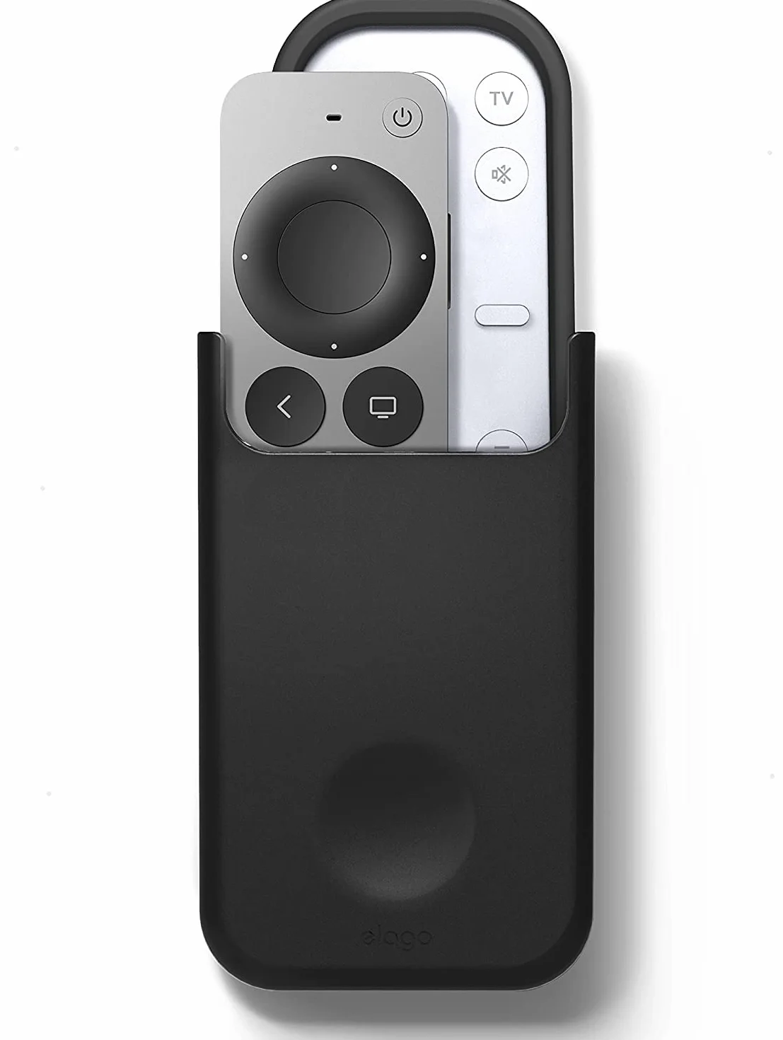 elago Uniwersalny uchwyt na pilot zdalnego sterowania – kompatybilny z pilotem Apple TV i innymi elementami sterującymi, mocna naklejka, szczegółowy projekt (średni, czarny)