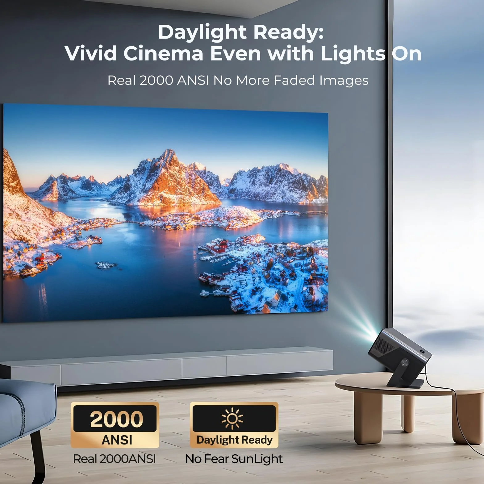 2000 ANSI Native 1080P Smart Projector, 4K Supported, Android 14 Projector Mini Projector with WiFi & Bluetooth, Auto Focus, Keystone, projektor domowy kino 4K do sypialni i na zewnątrz X7