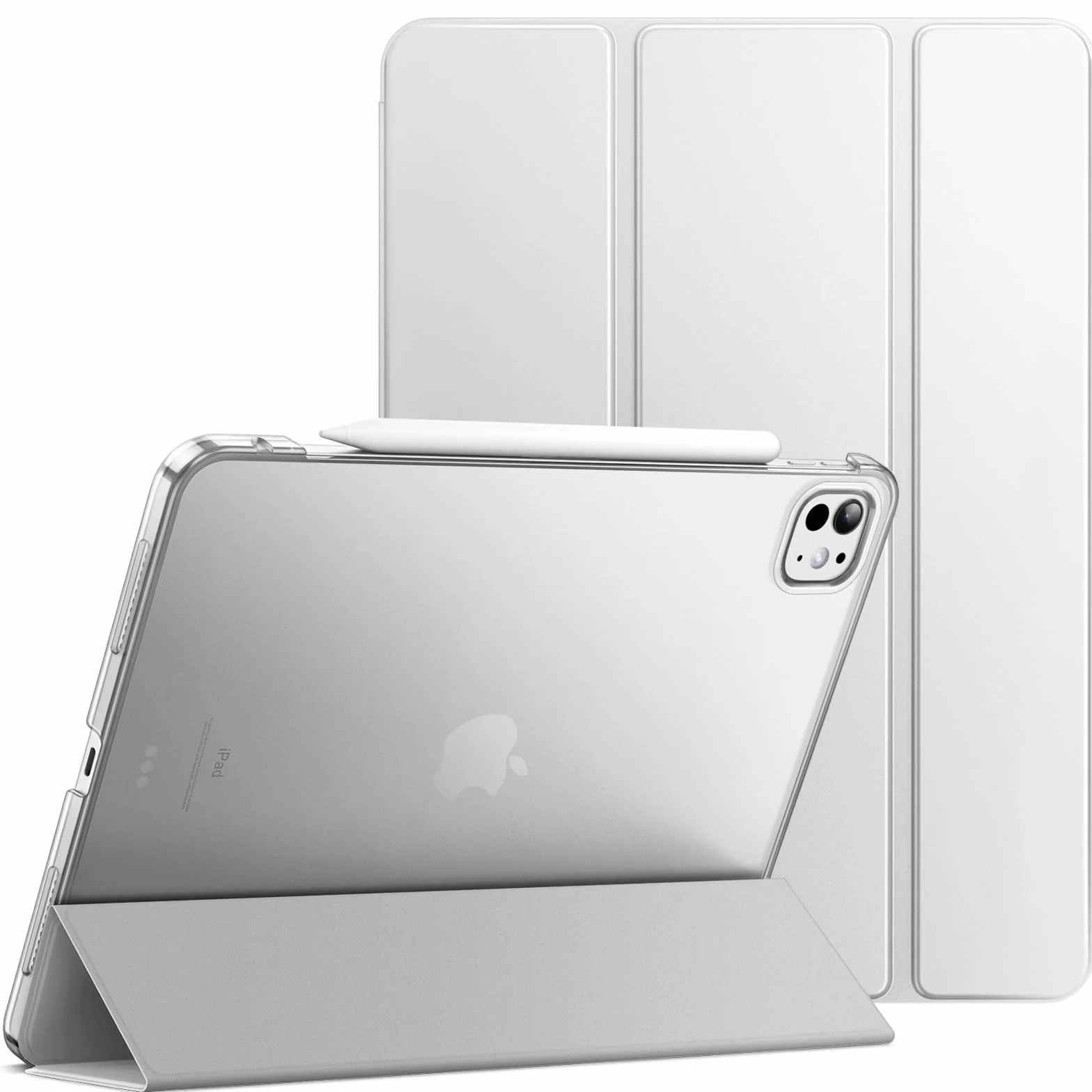 JETech Etui dla iPad Pro 11 Cala M5/M4 2025/2024 (6./5. Generacji) Szczupły Podstawkę Twardy Tylna Skorupa Inteligentna Osłona z Automatycznie Budzi/Spać (Srebrny)